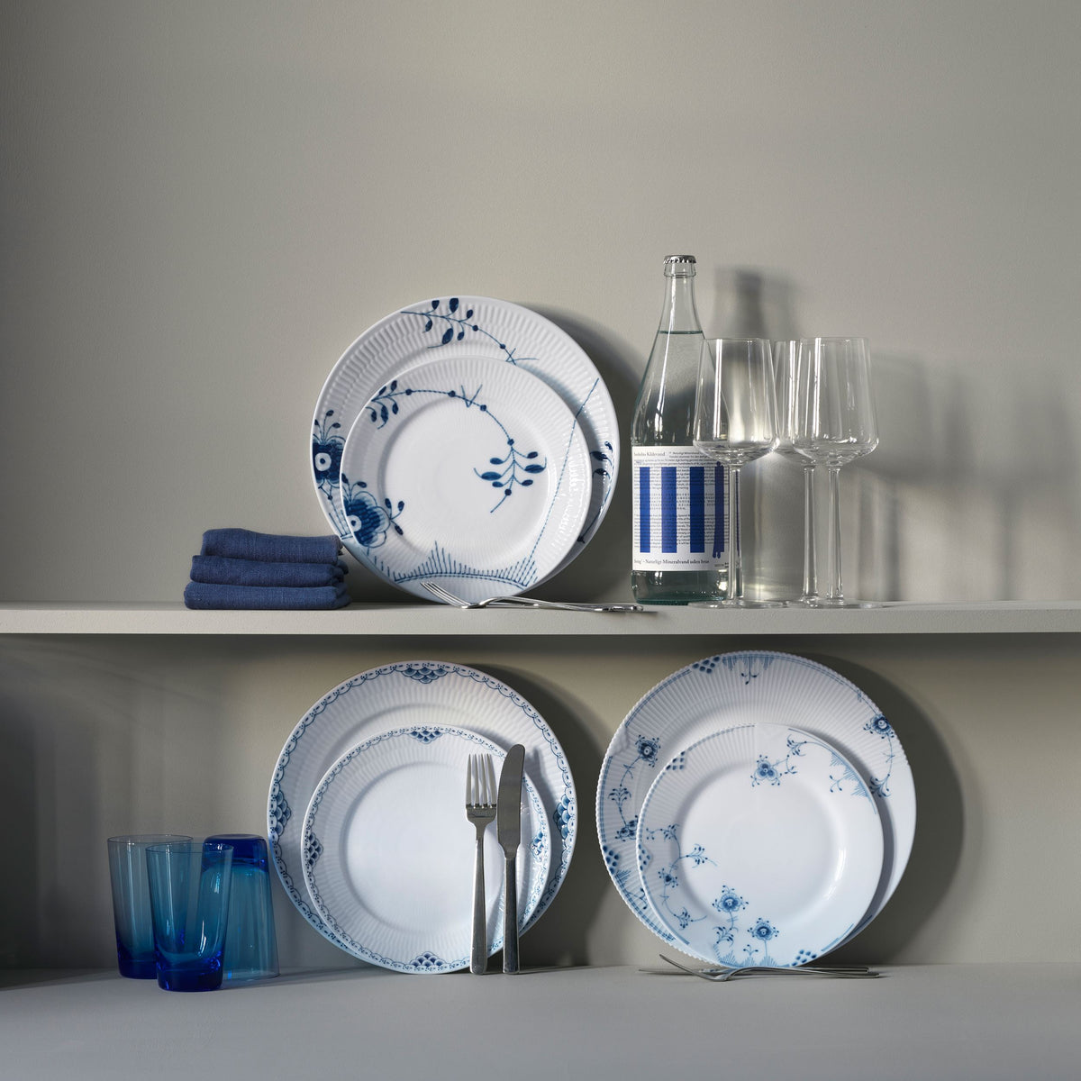 Blue Fluted Mega Plate, Decoration 2, 22 cm, 2 pcs