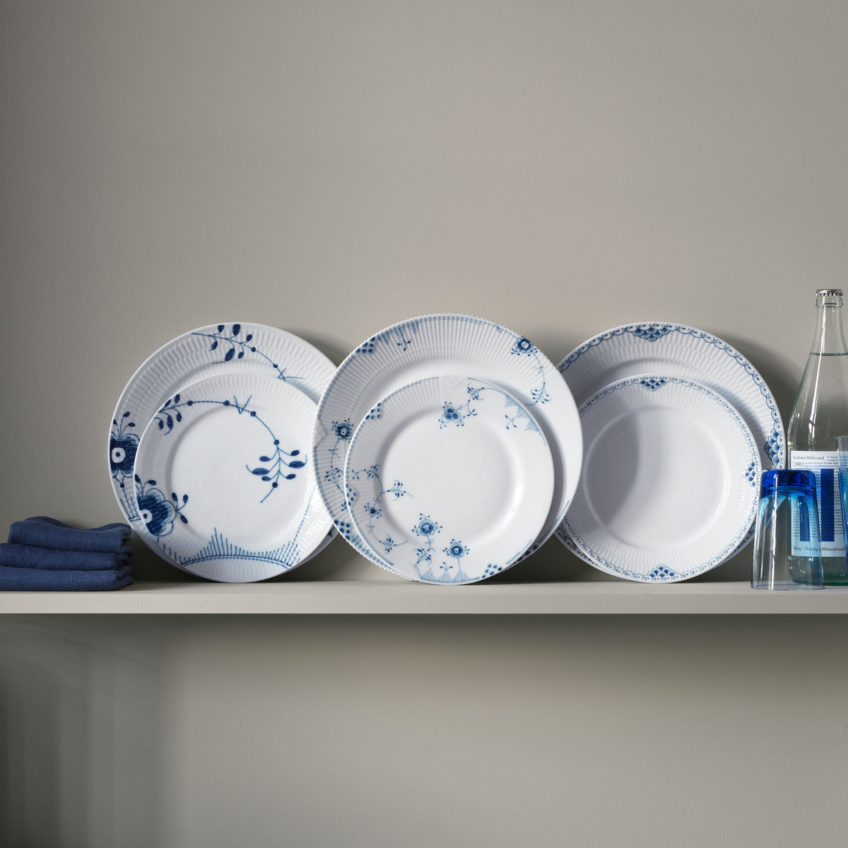 Blue Fluted Mega Plate, Decoration 2, 22 cm, 2 pcs