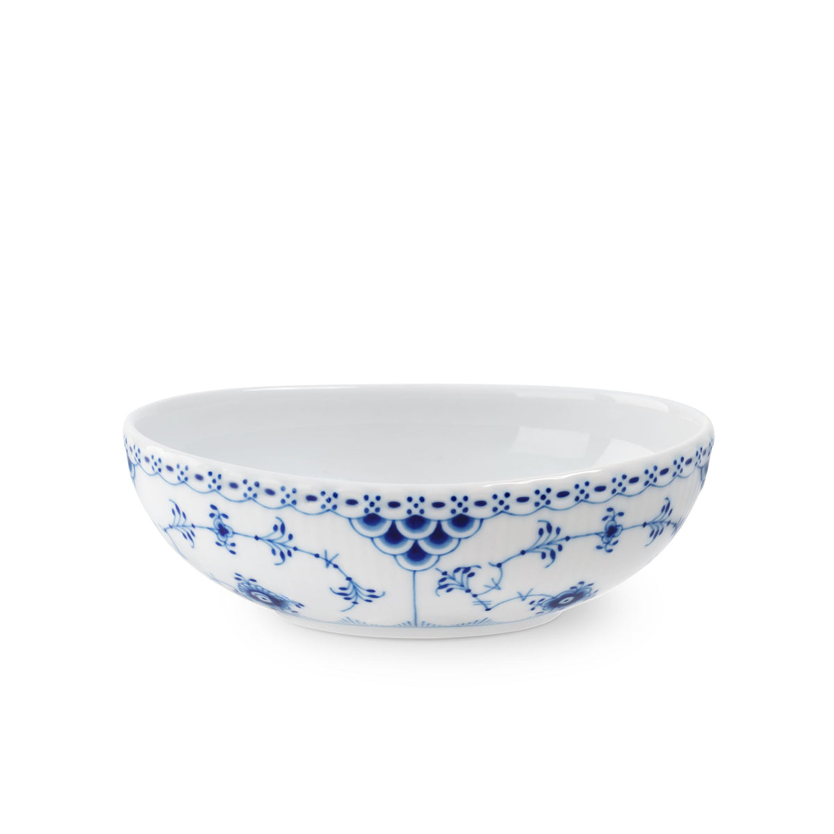 Blue Fluted Half Lace Oval Bowl, 37 cl