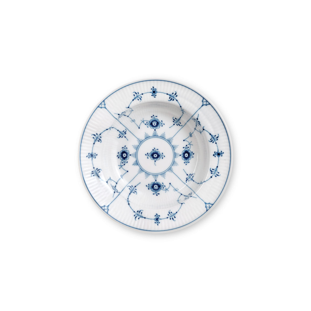 Blue Fluted Plain Deep Plate, 17 cm