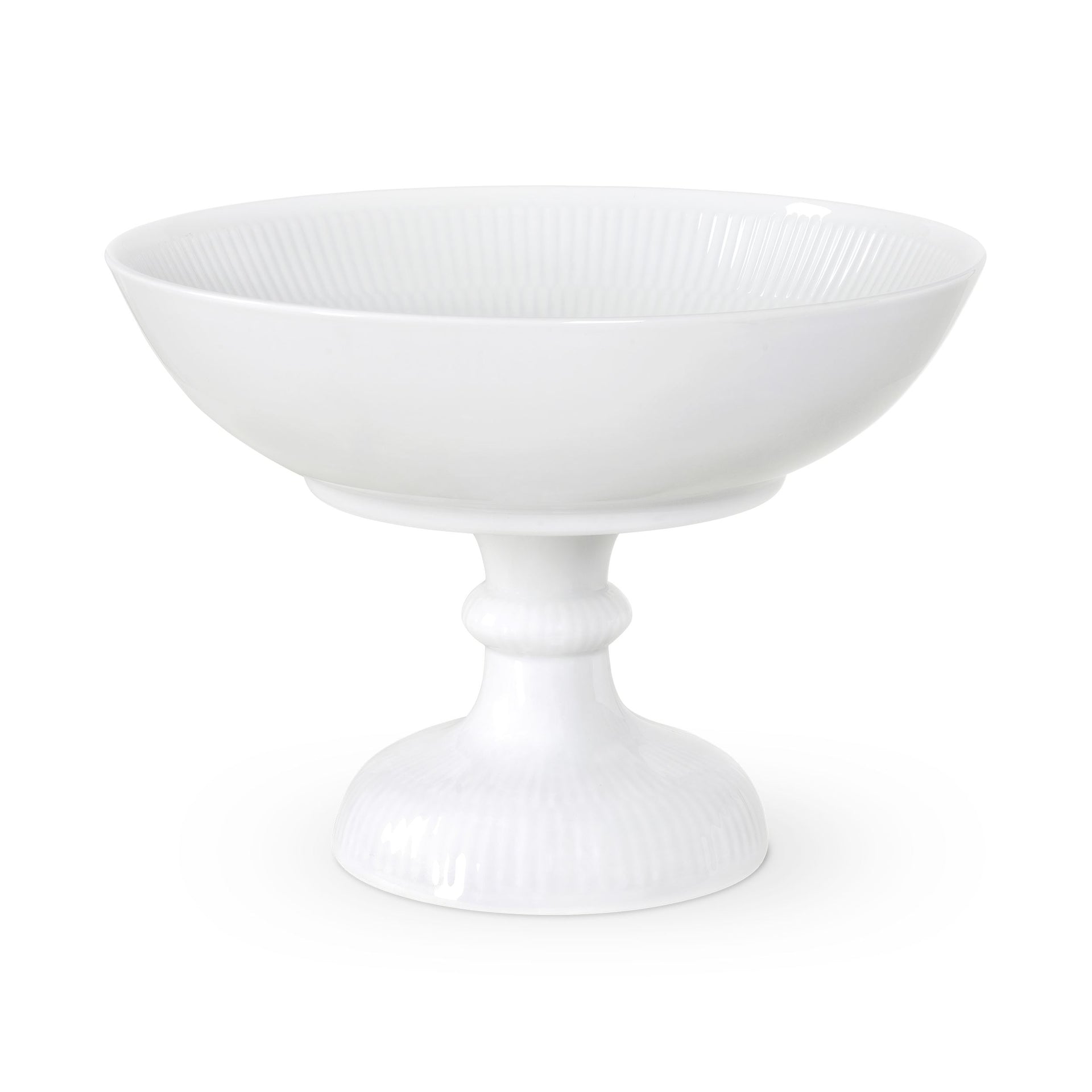 White Fluted Bowl on High Foot, 80 cl