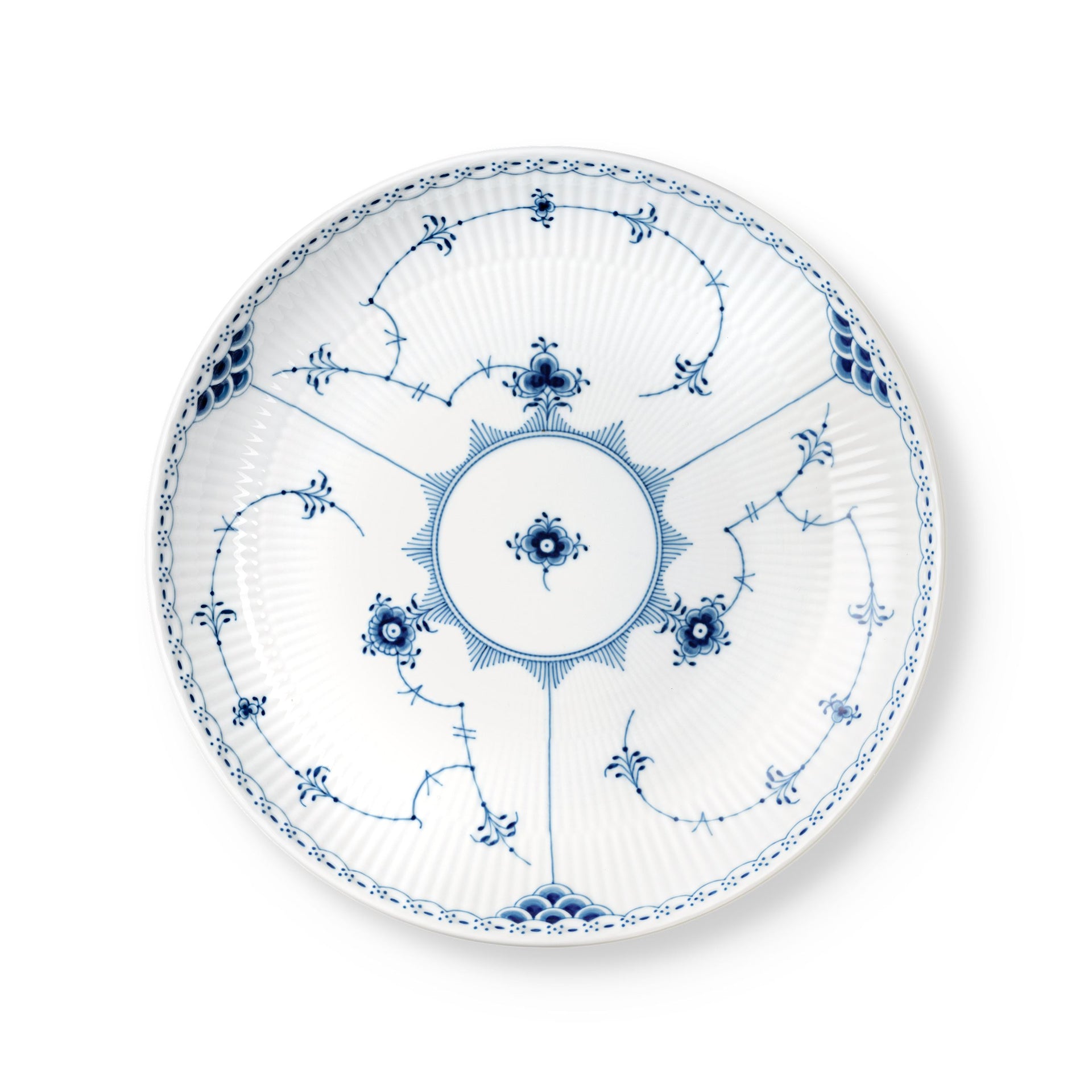 Blue Fluted Half Lace Plate Coupe, 25 cm