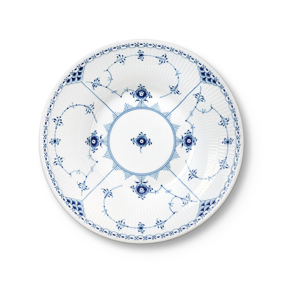Blue Fluted Half Lace Deep Plate, 24 cm