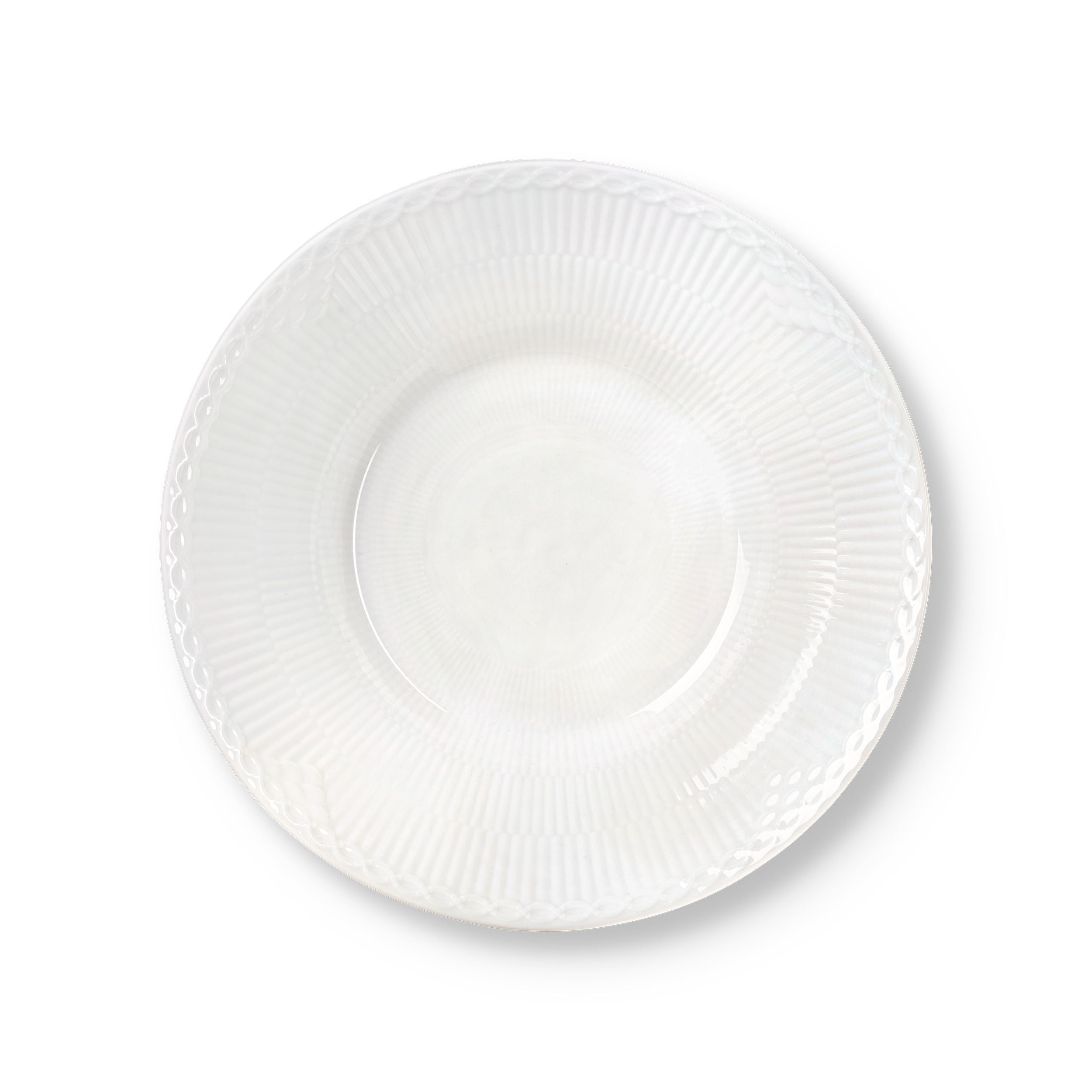White Fluted Half Lace Deep Plate, 24 cm | Royal Copenhagen