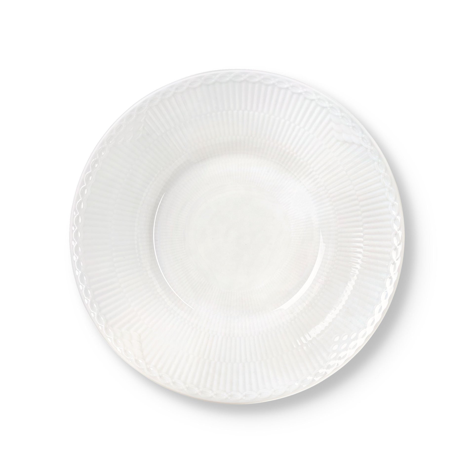 White Fluted Half Lace Deep Plate, 24 cm