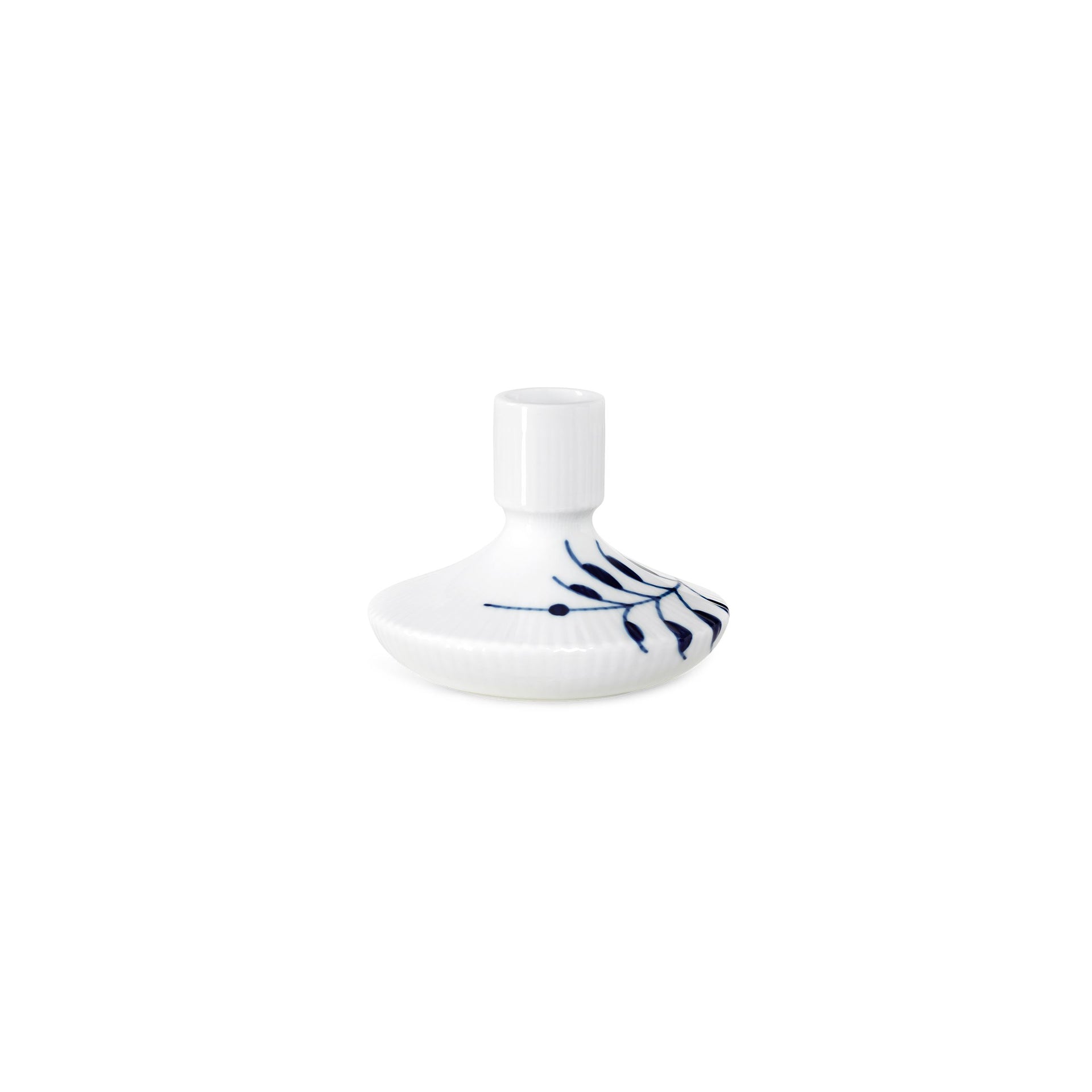 Blå Mega Riflet lysestage, 8 cm - Blue Fluted Mega Candleholder, 8 cm