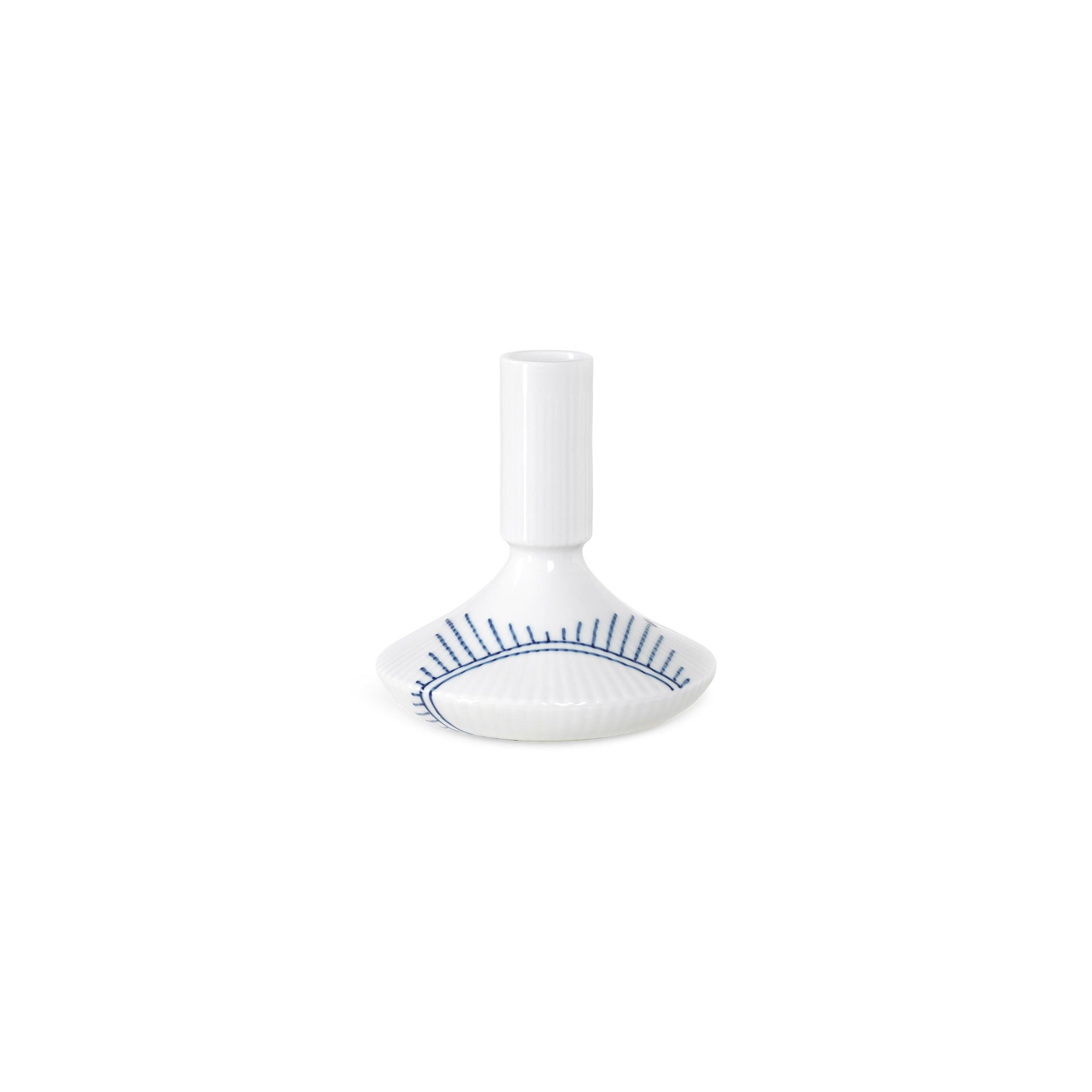Blå Mega Riflet lysestage, 12 cm - Blue Fluted Mega Candleholder, 12 cm