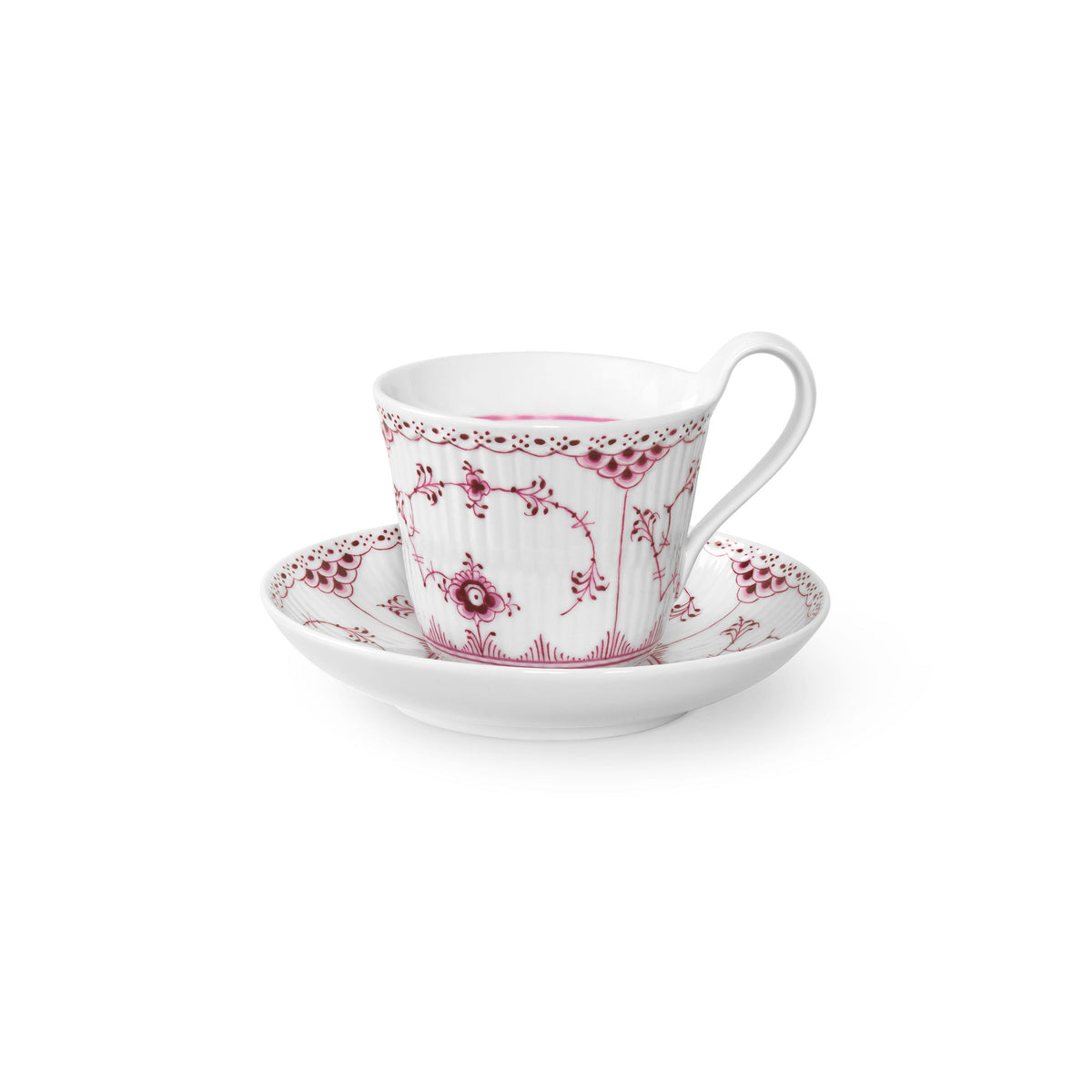 Purpur Fluted Half Lace High Handle Cup and Saucer, 24 cl