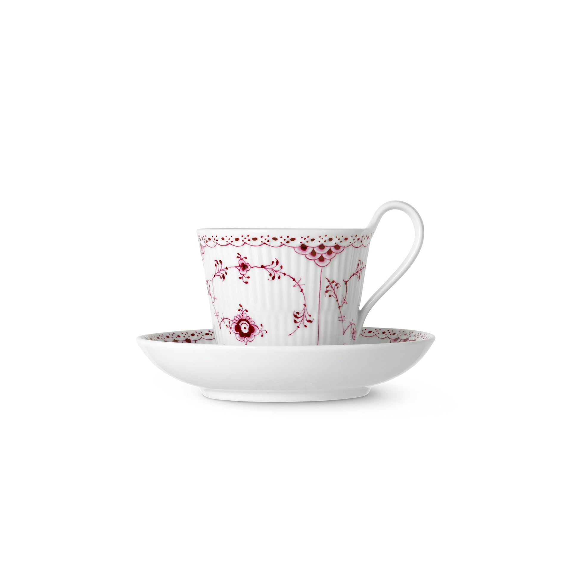 Purpur Fluted Half Lace High Handle Cup and Saucer, 24 cl