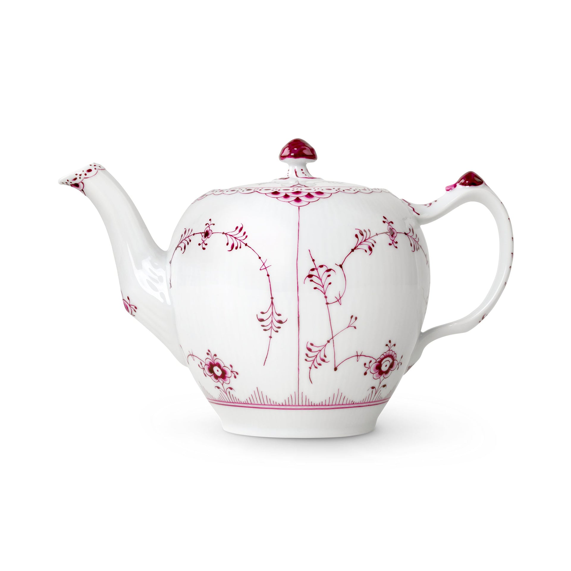 Purpur Musselmalet Halvblonde tekande, 100 cl - Purpur Fluted Half Lace Teapot, 100 cl