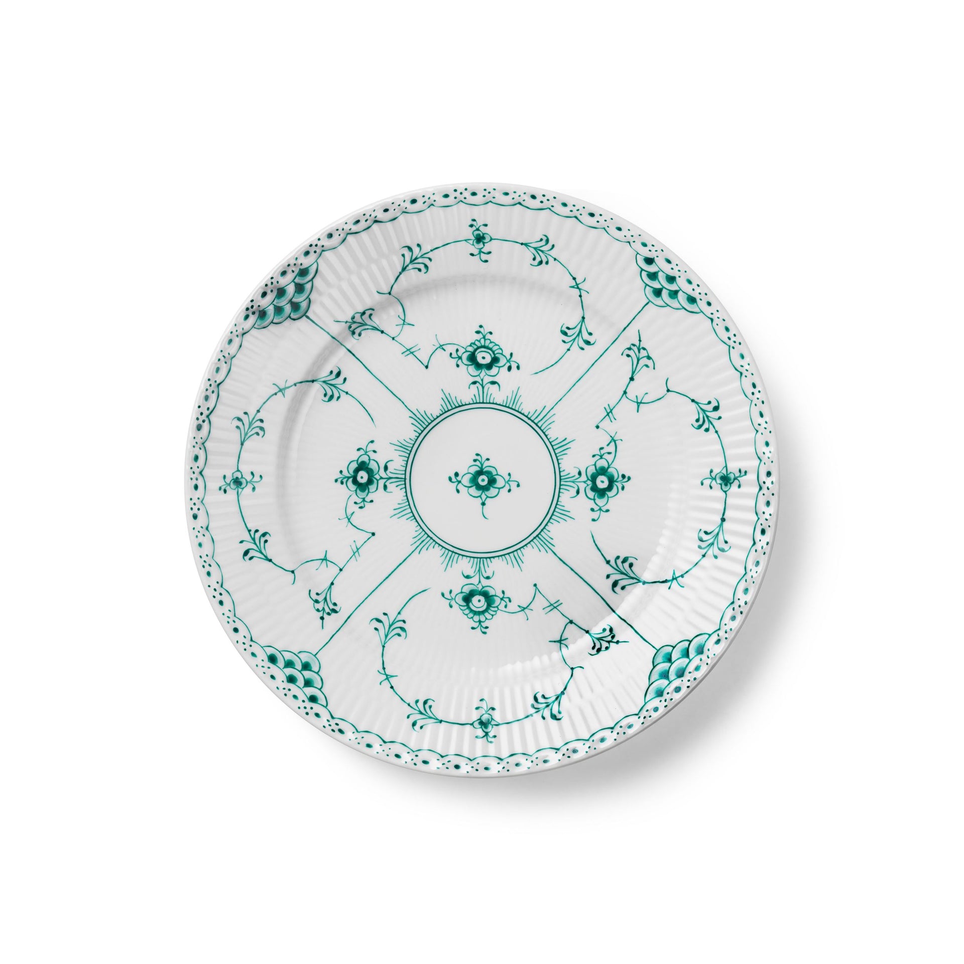 Emerald Green Fluted Half Lace Plate, 19 cm