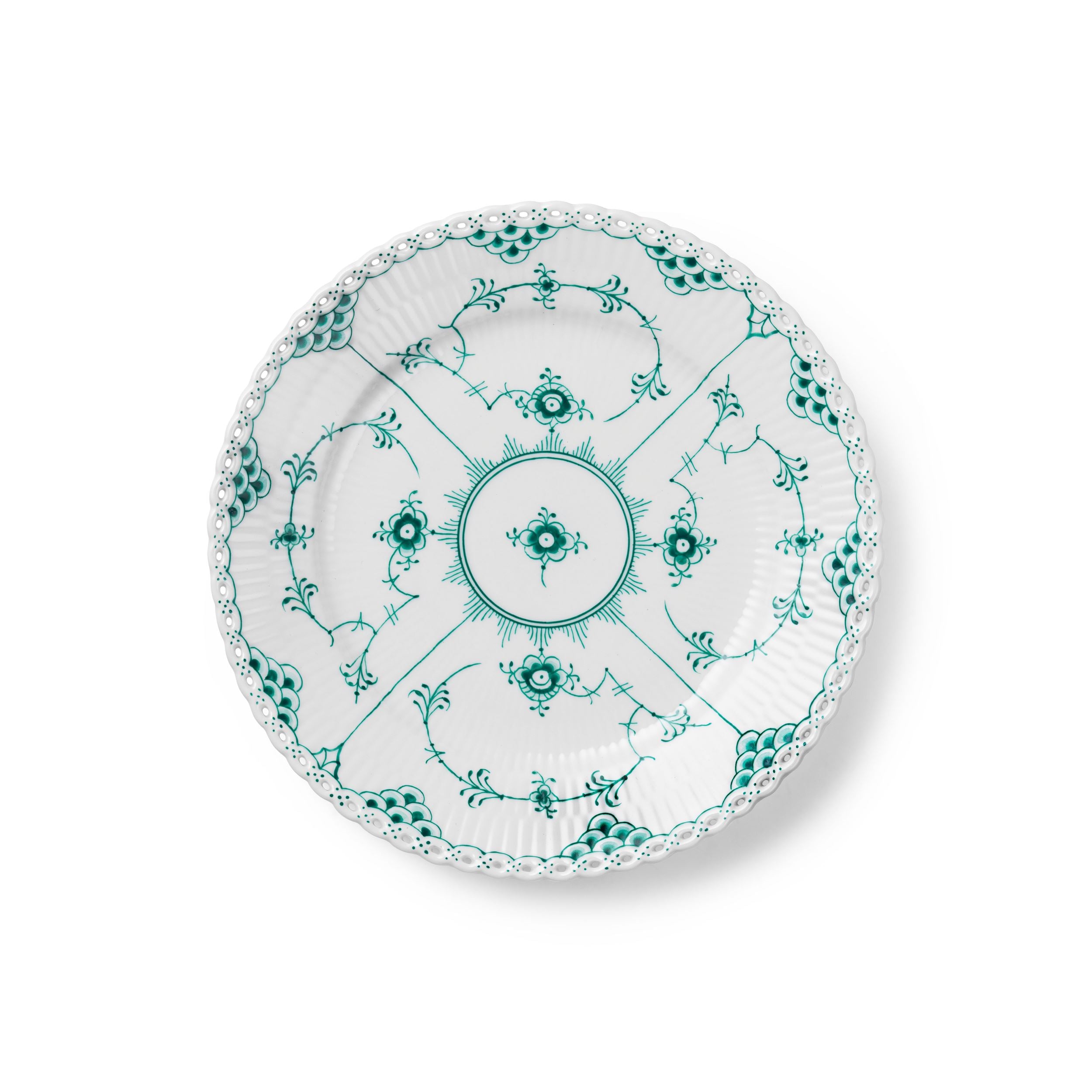 Emerald Green Fluted Full Lace Plate, 19 cm | Royal Copenhagen