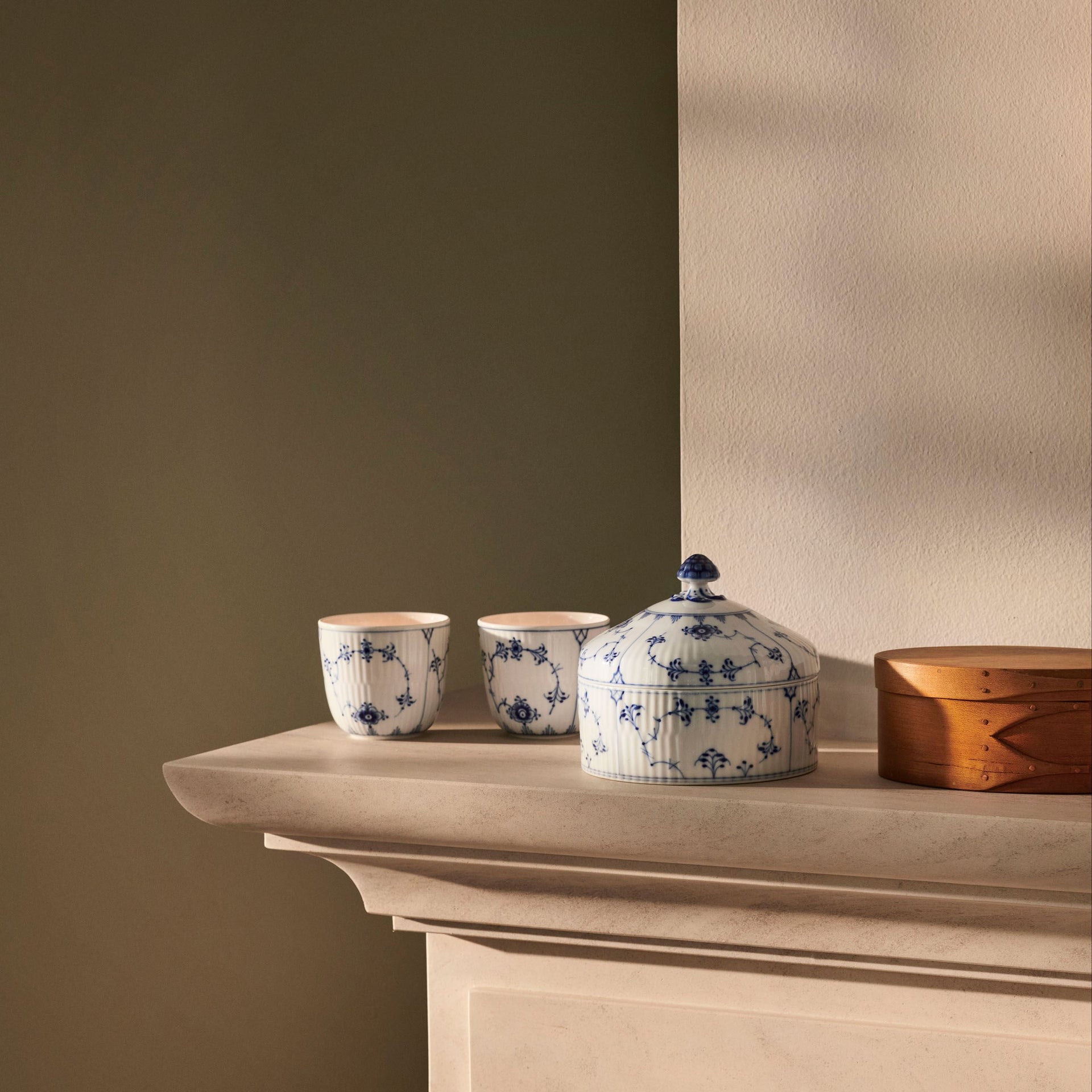 Blue Fluted Plain Tealight Candleholder, 6 cm, 2 pcs