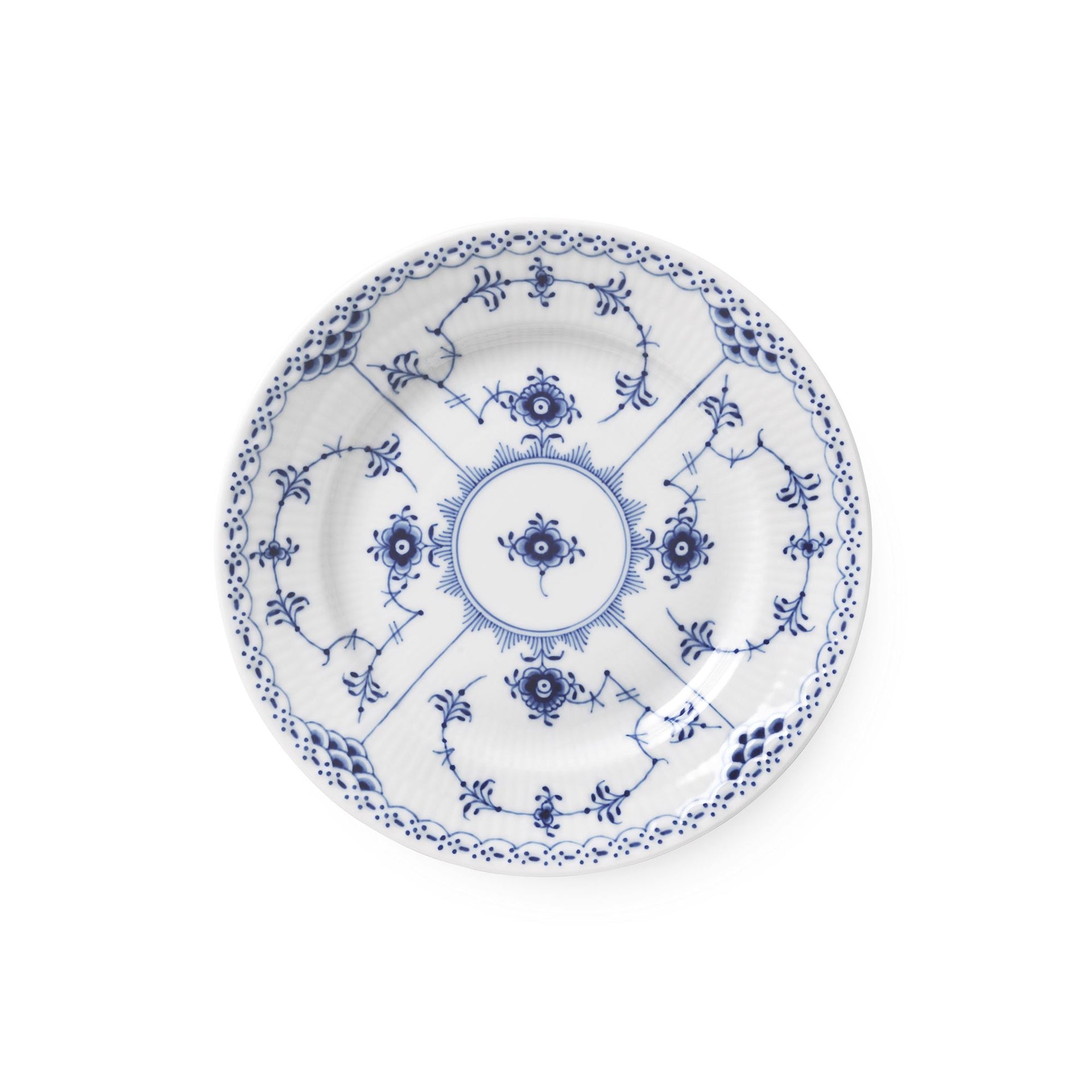Blue Fluted Half Lace Plate, 17 cm