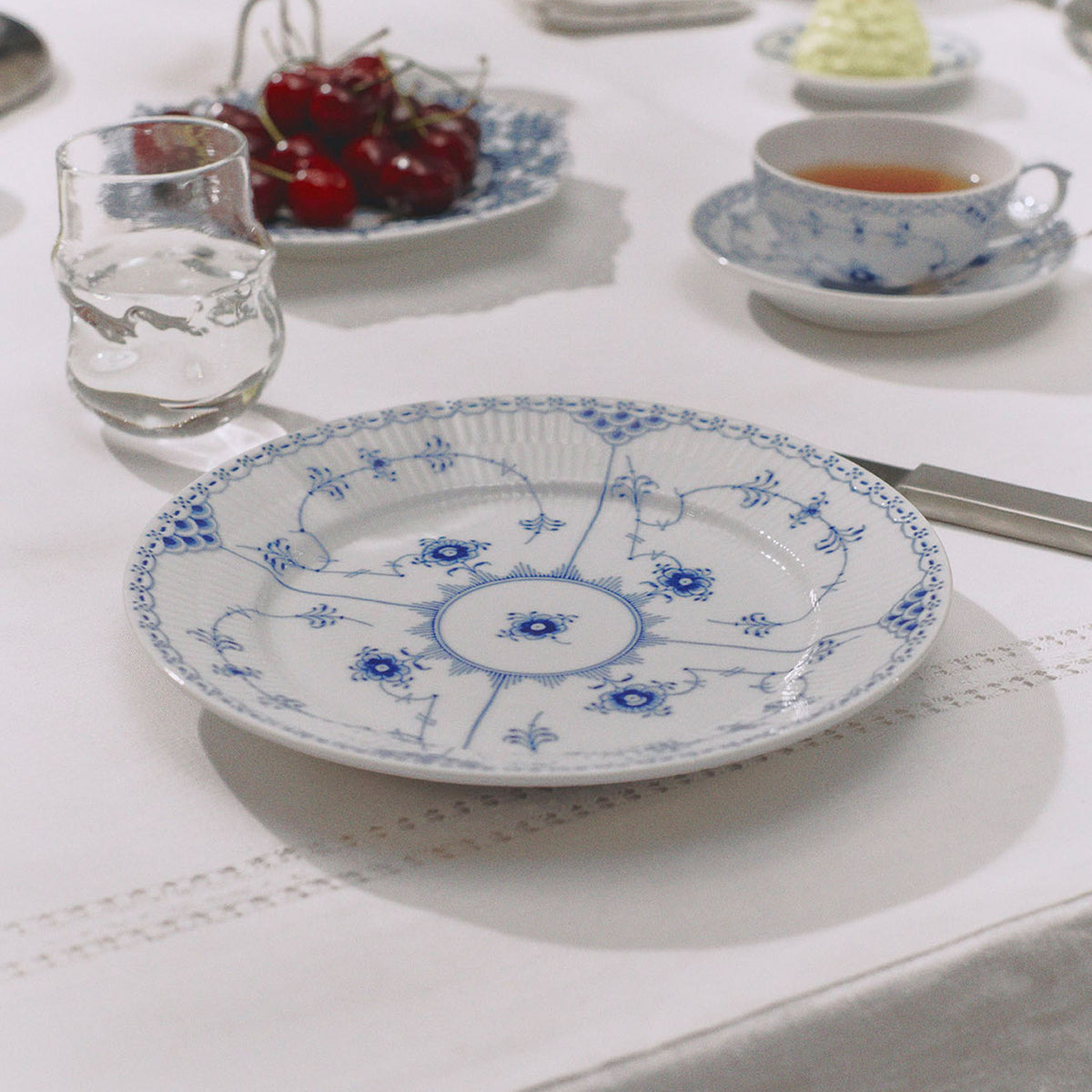 Blue Fluted Half Lace Plate, 17 cm