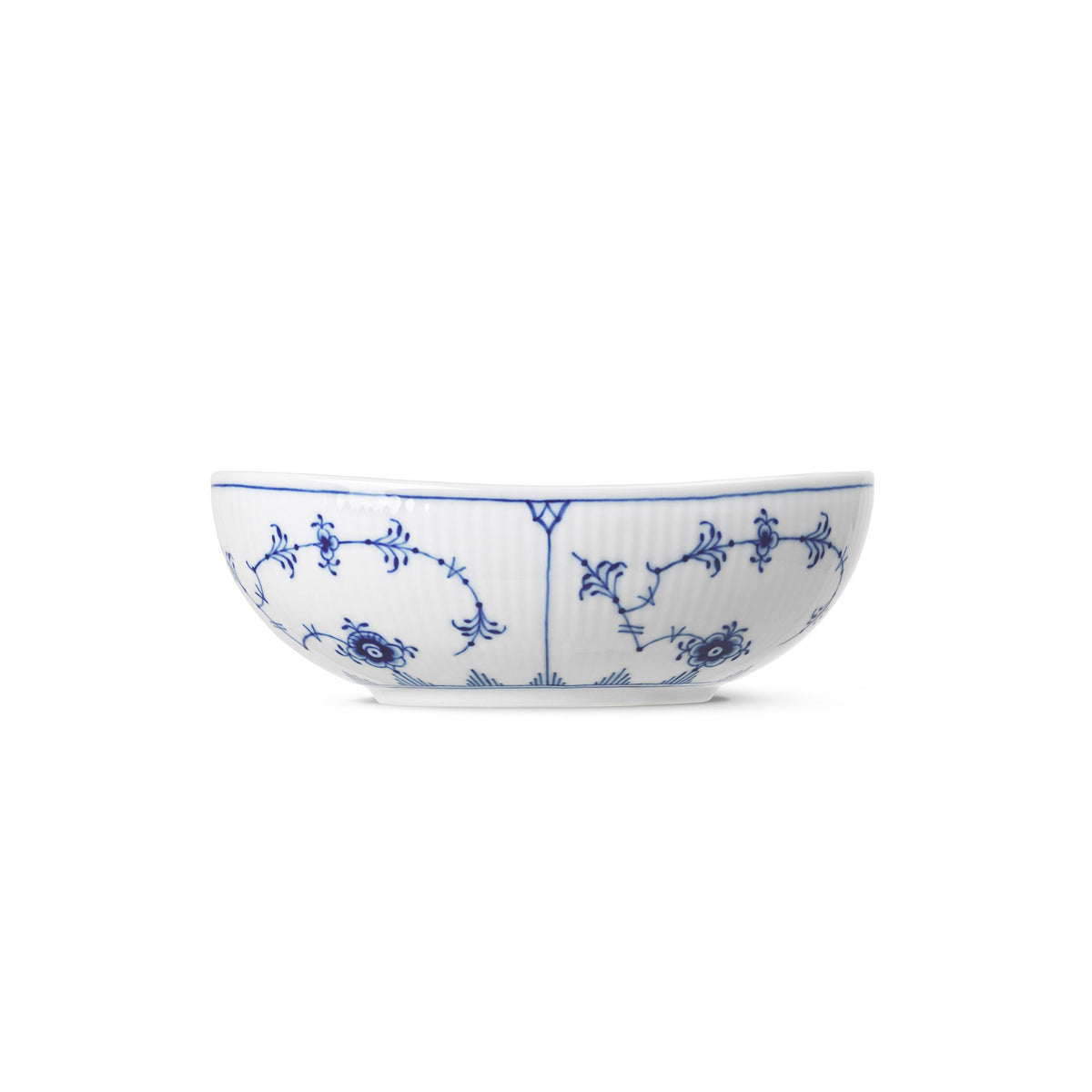 Blue Fluted Plain Oval Bowl, 37 cl