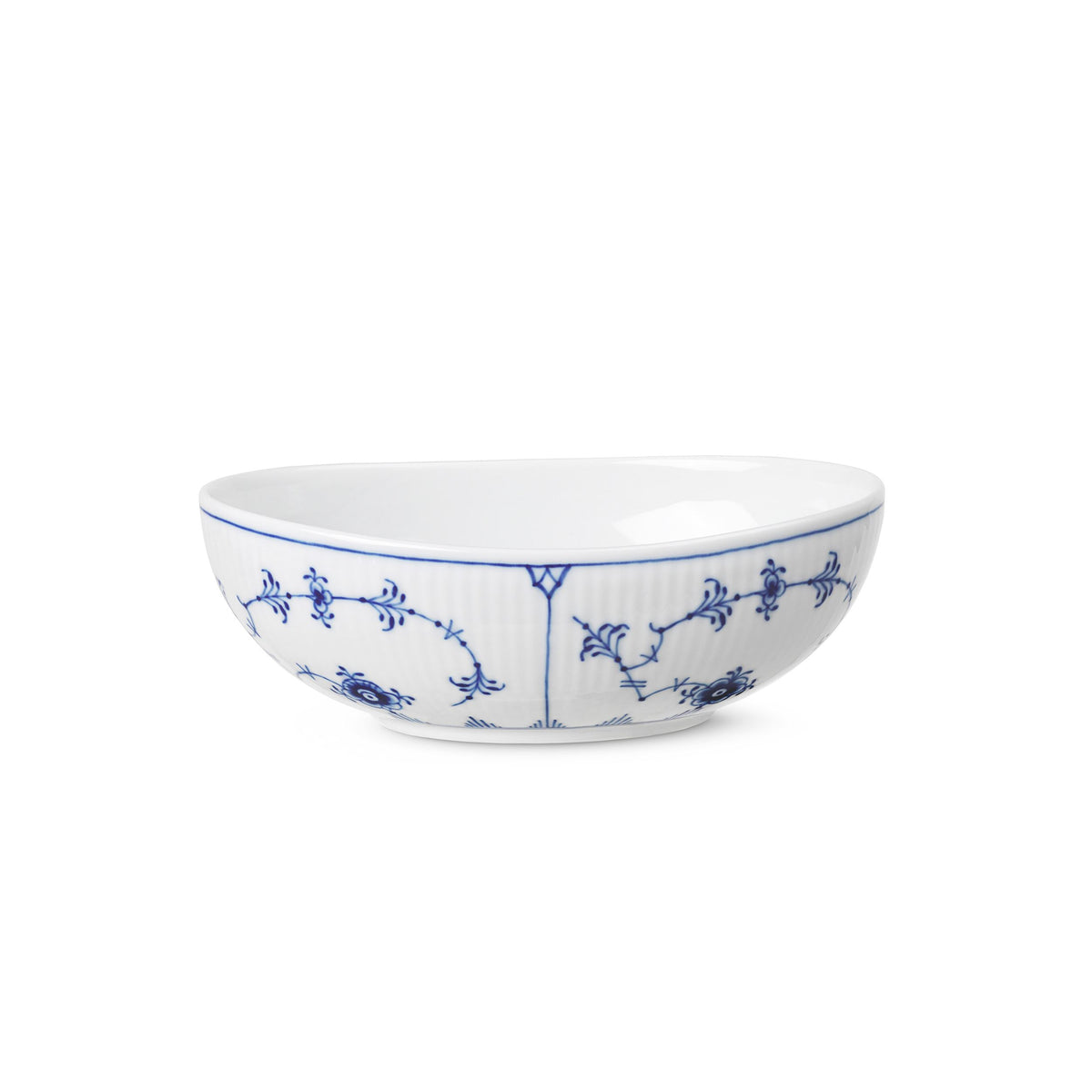 Blue Fluted Plain Oval Bowl, 37 cl