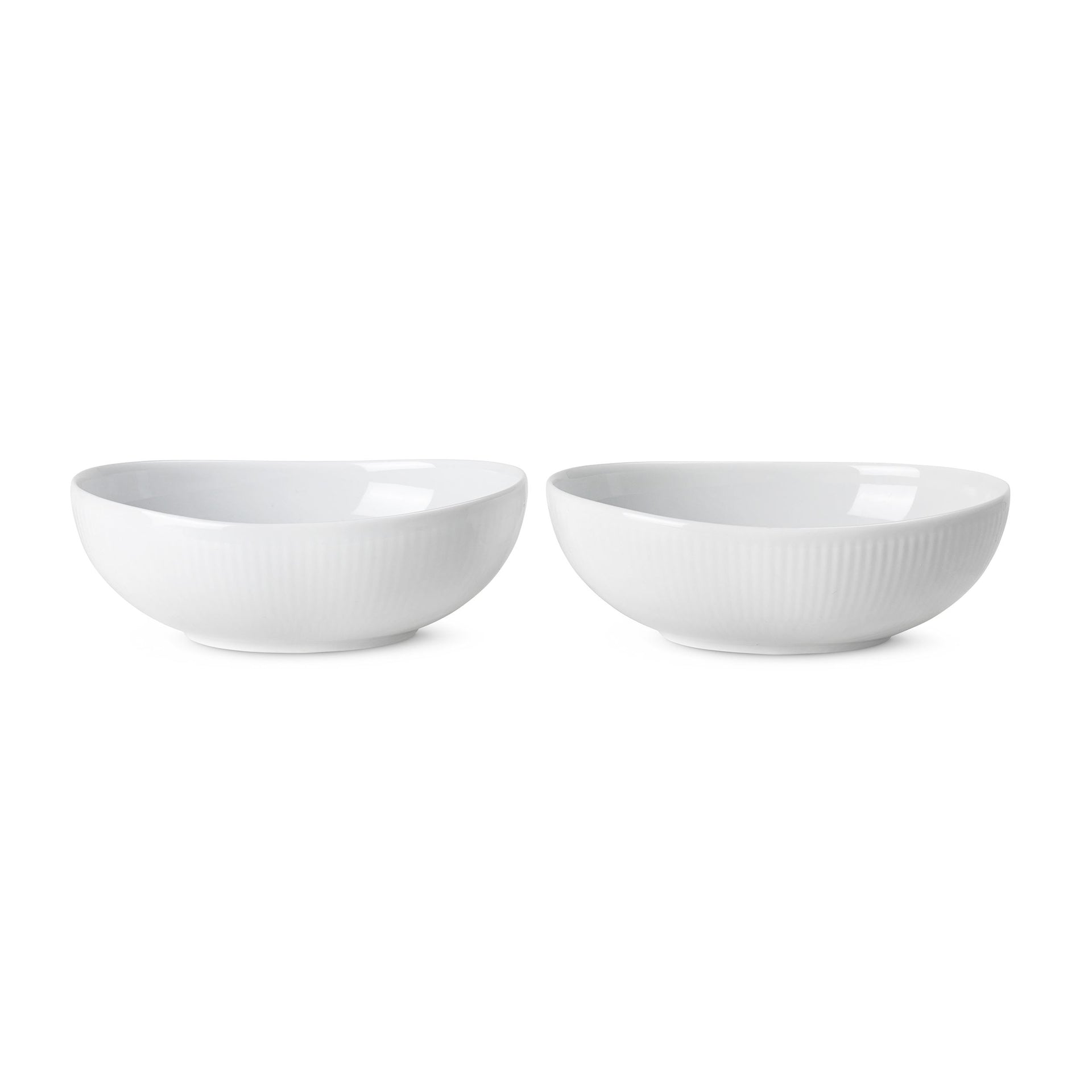 White Fluted Oval Bowl, 37 cl, 2 pcs