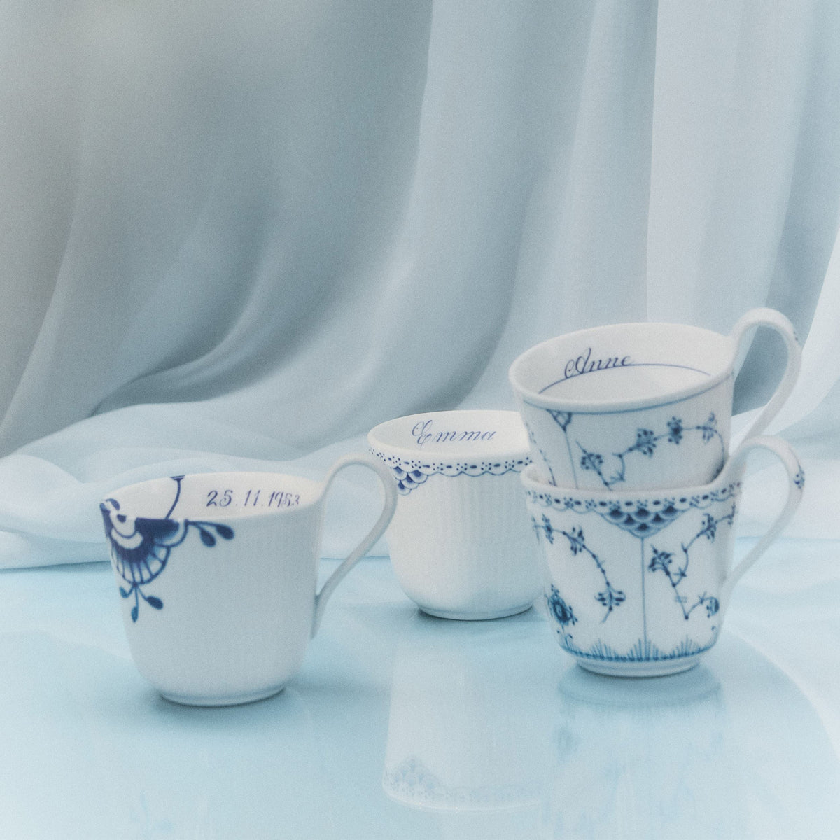 Blue Fluted Plain High Handle Cup, Bespoke, 33 cl