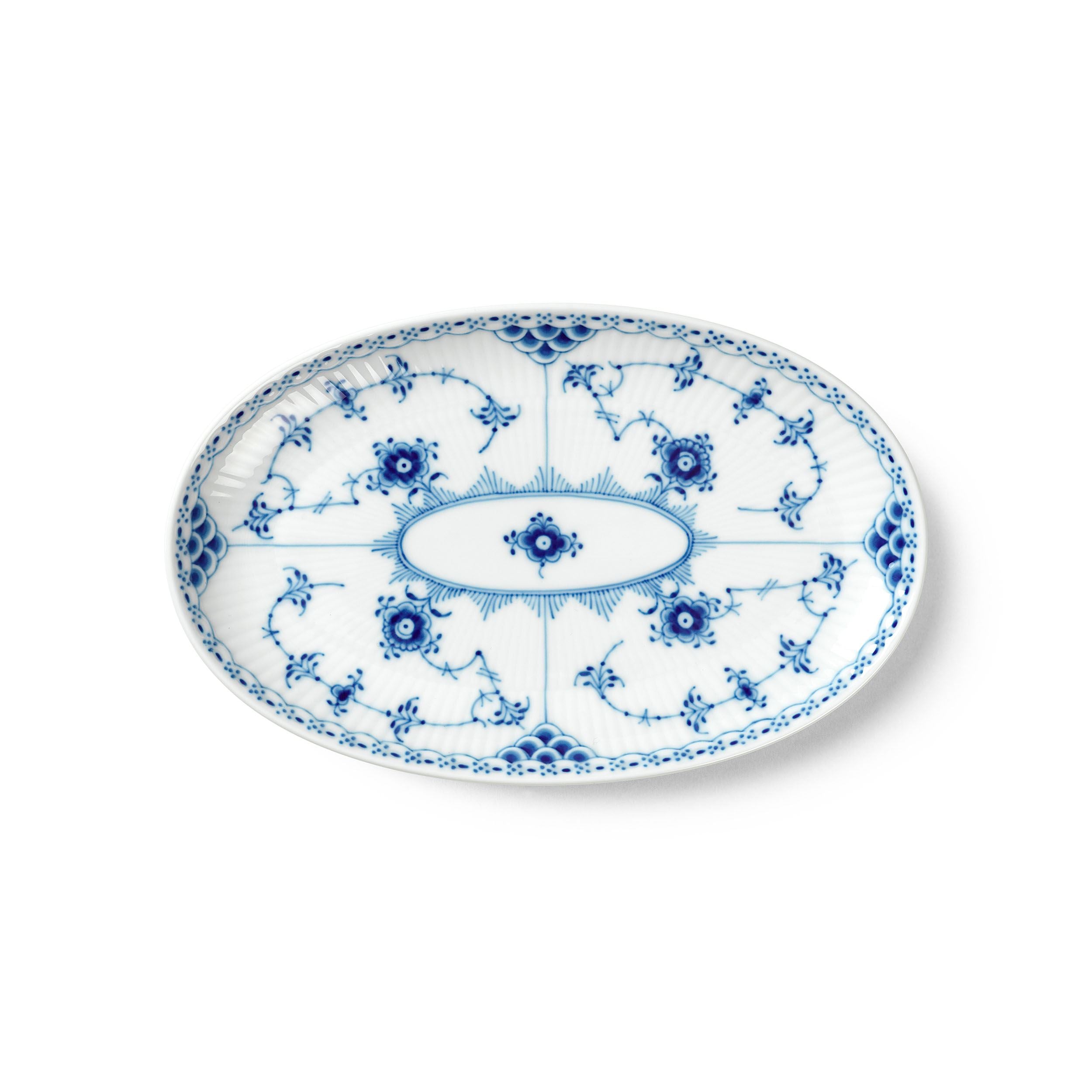 Blue Fluted Half Lace Shallow Bowl, 11 cm, 13 cm, 15 cm, 3 pcs