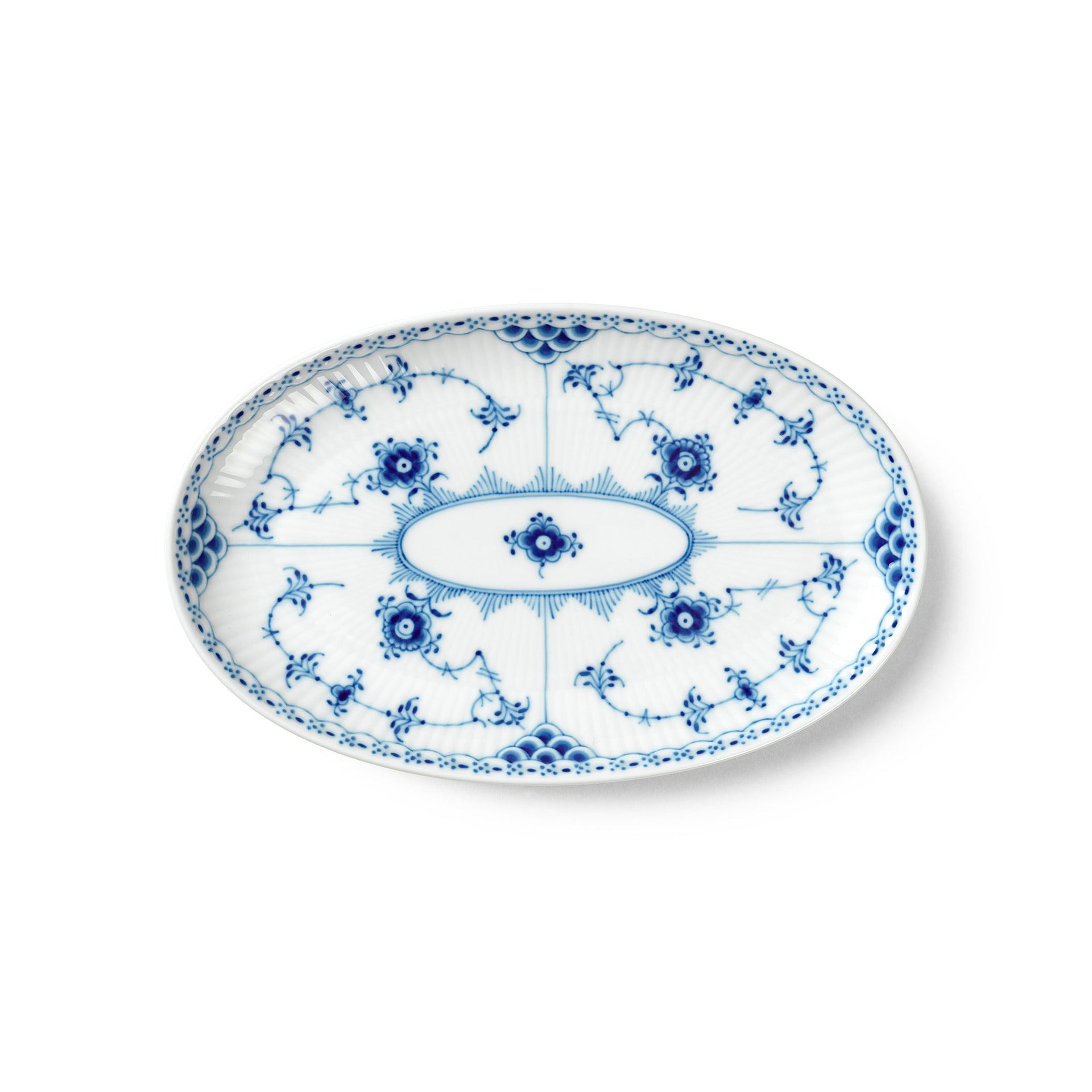 Blue Fluted Half Lace Assiette, 23.5 cm