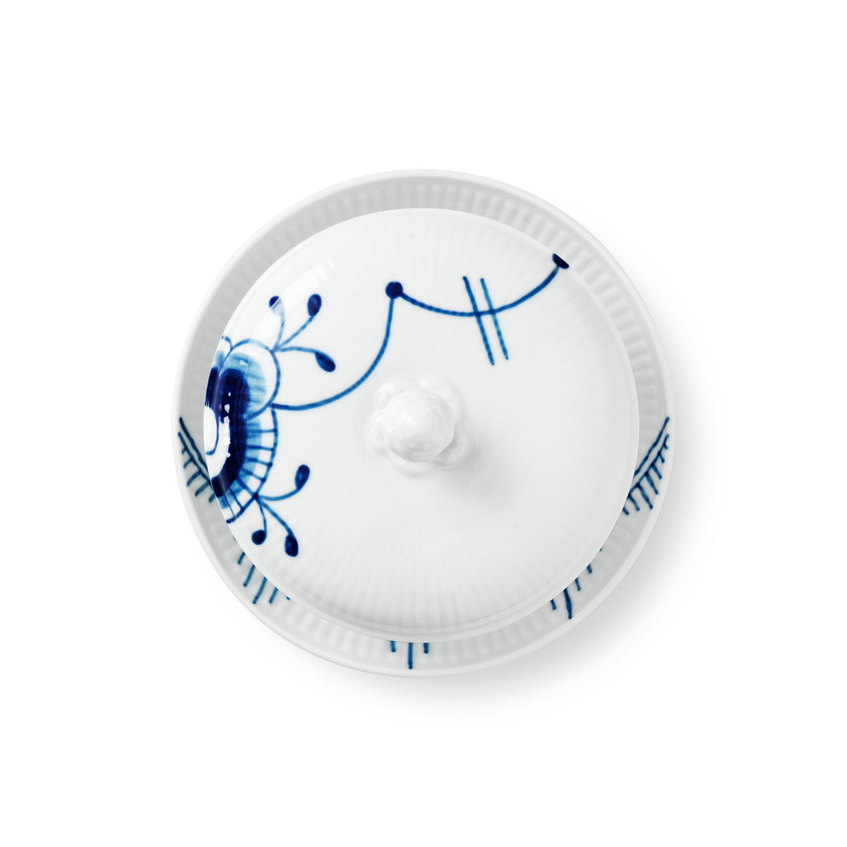 Blue Fluted Mega Bowl with Lid and Saucer, 38 cl