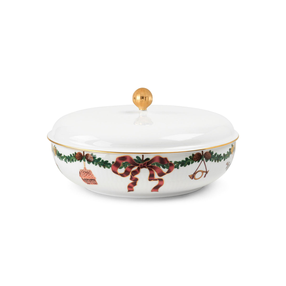 Star Fluted Christmas Bowl with Lid, 21 cm