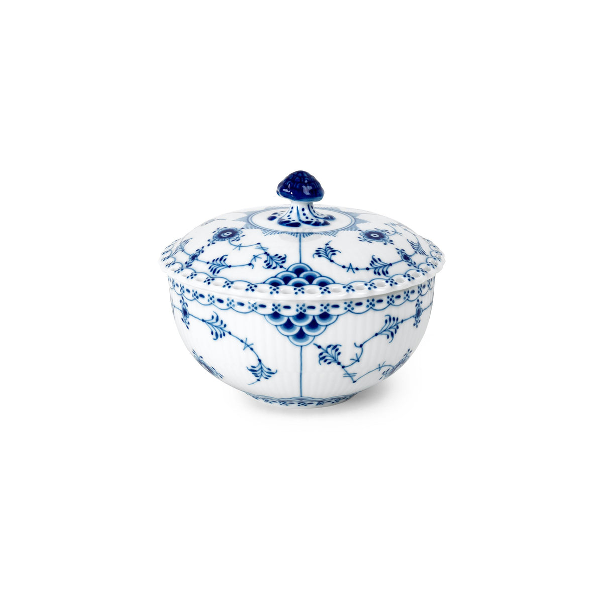 Blue Fluted Full Lace Bowl with Lid, 35 cl