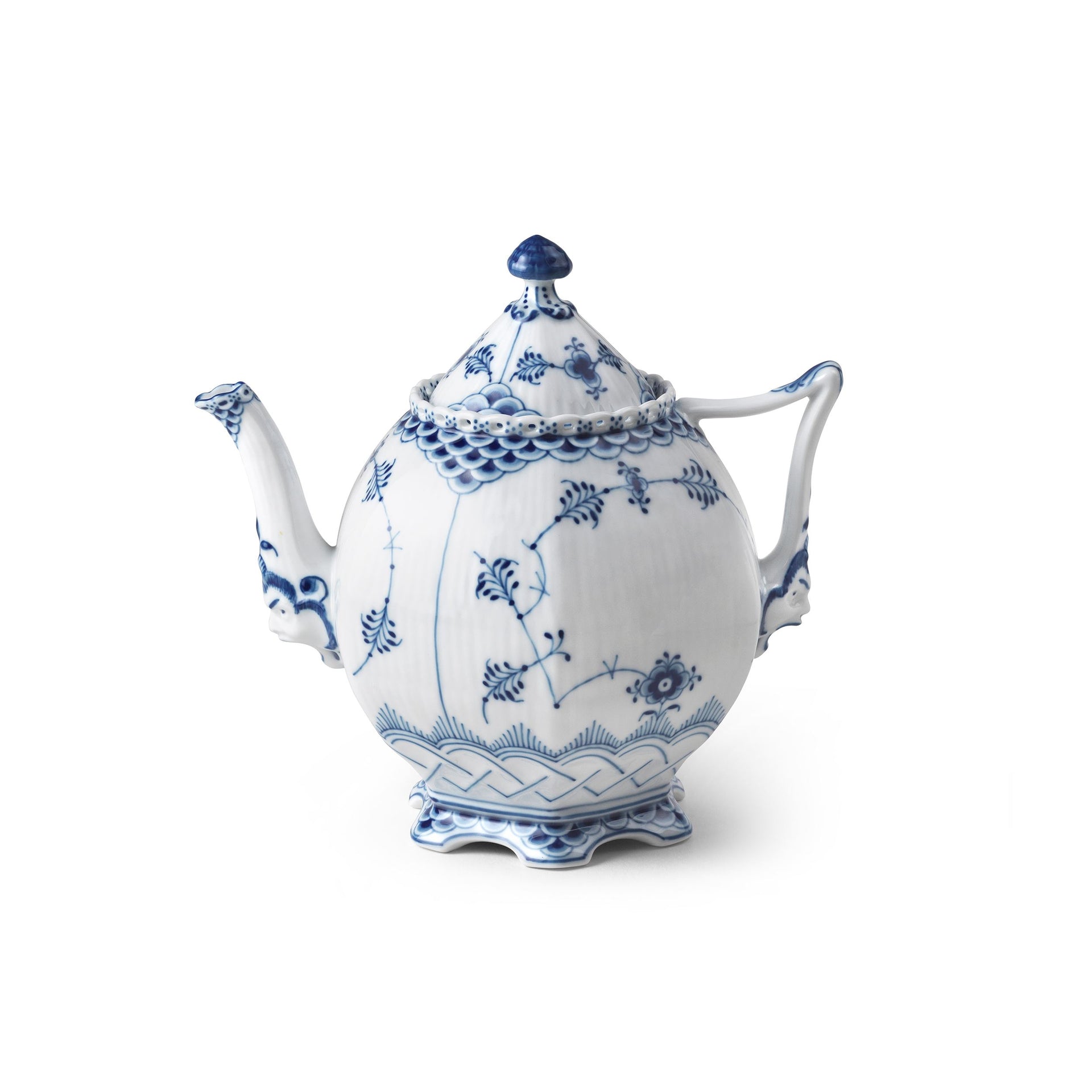 Blue Fluted Full Lace Teapot, 70 cl