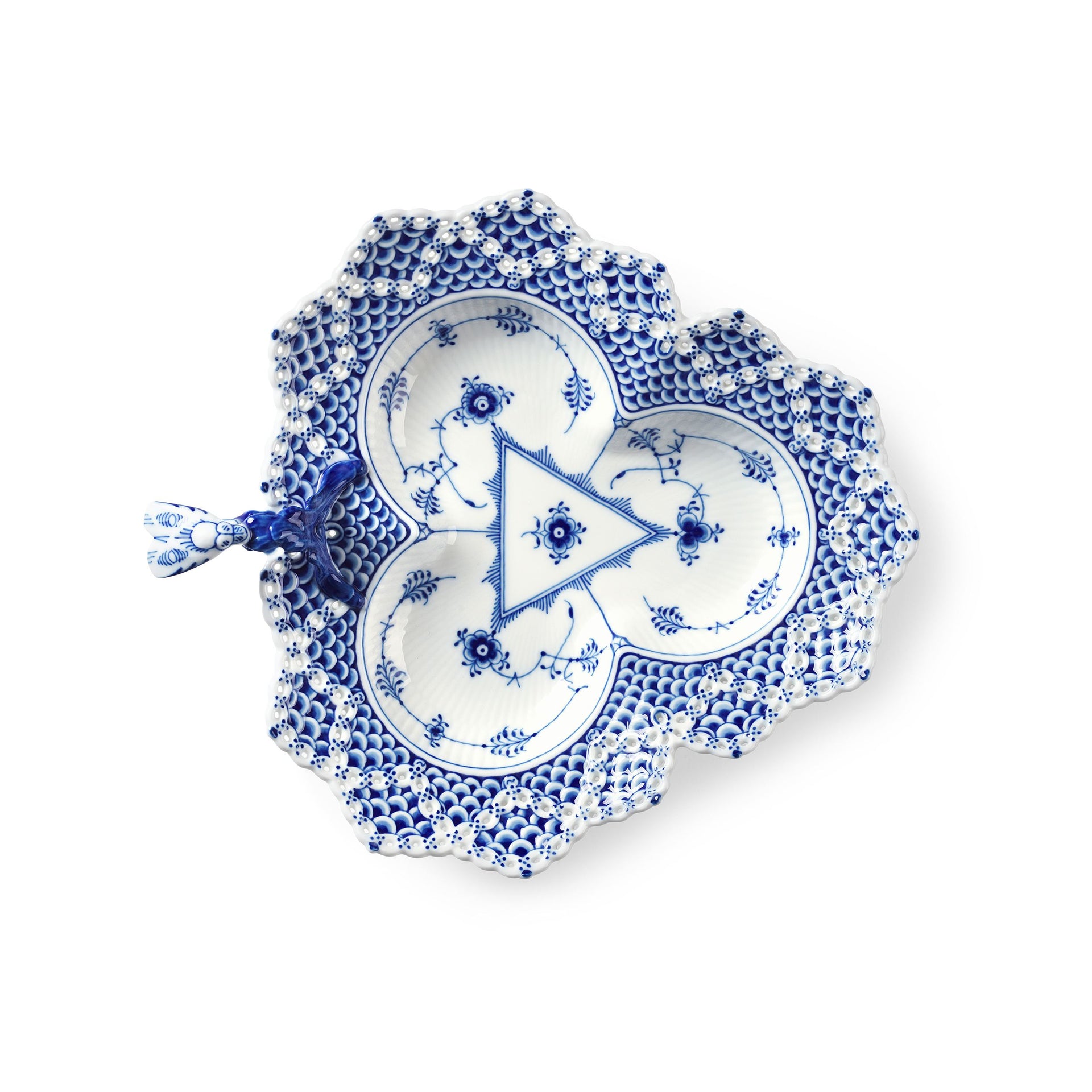 Blue Fluted Full Lace Assiette, 25 cm