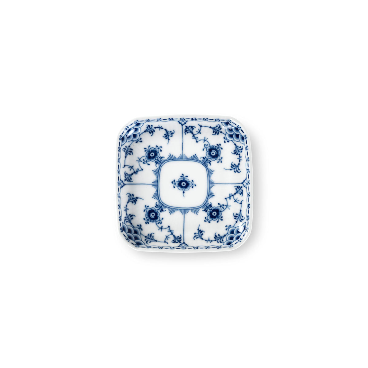 Blue Fluted Half Lace Square Assiette, 10.5 cm