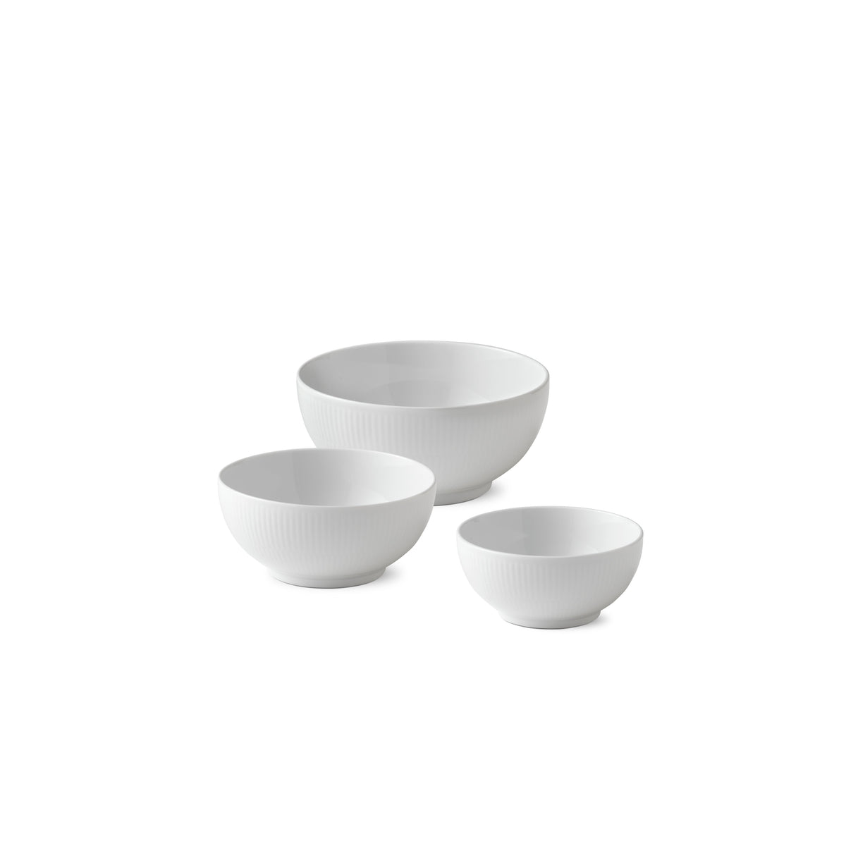 White Fluted Bowl 47 cl, 73 cl, 110 cl, 3 pcs
