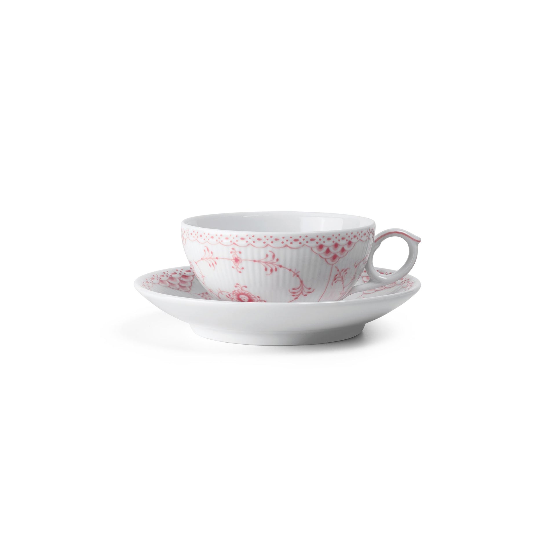 Coral Fluted Half Lace Cup and Saucer, 20 cl