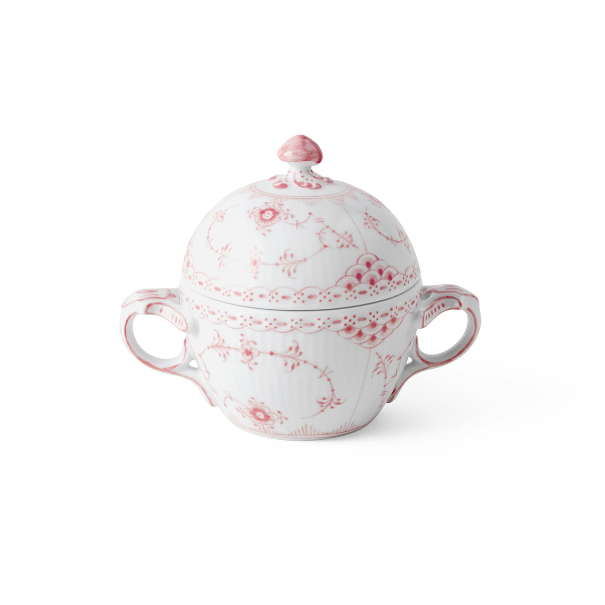 Coral Fluted Half Lace Sugar Bowl with Lid, 20 cl