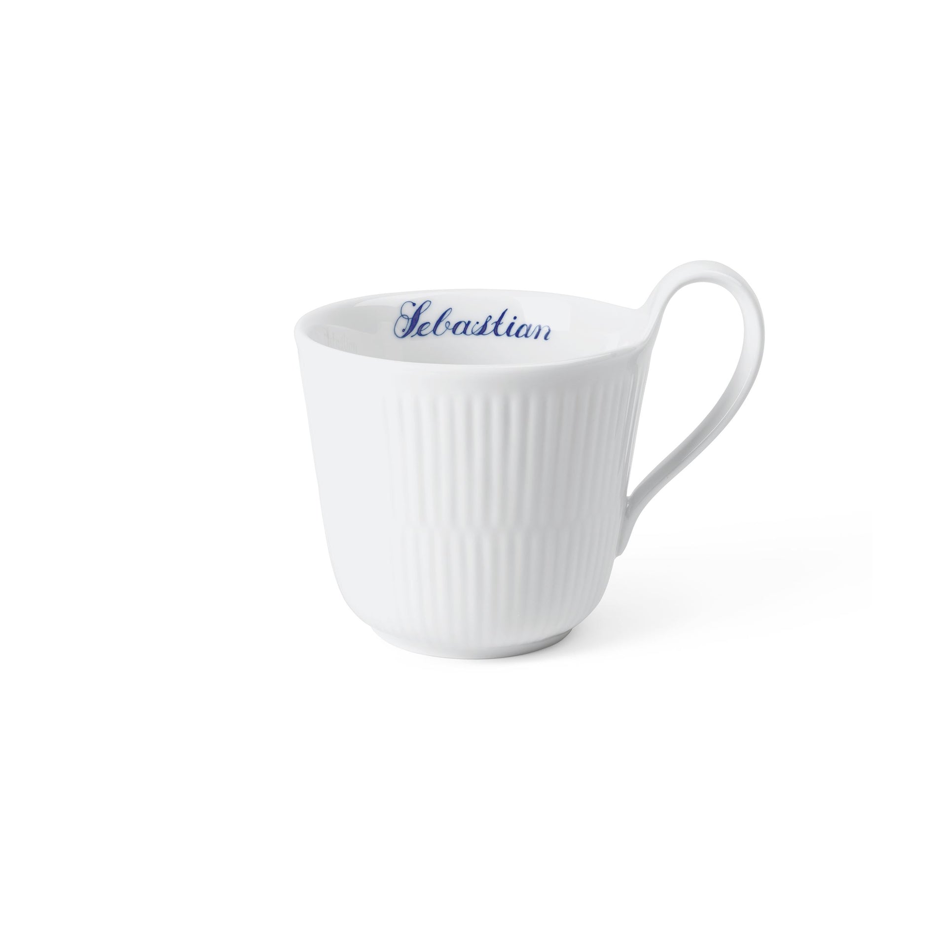 White Fluted High Handle Cup, Bespoke, 33 cl