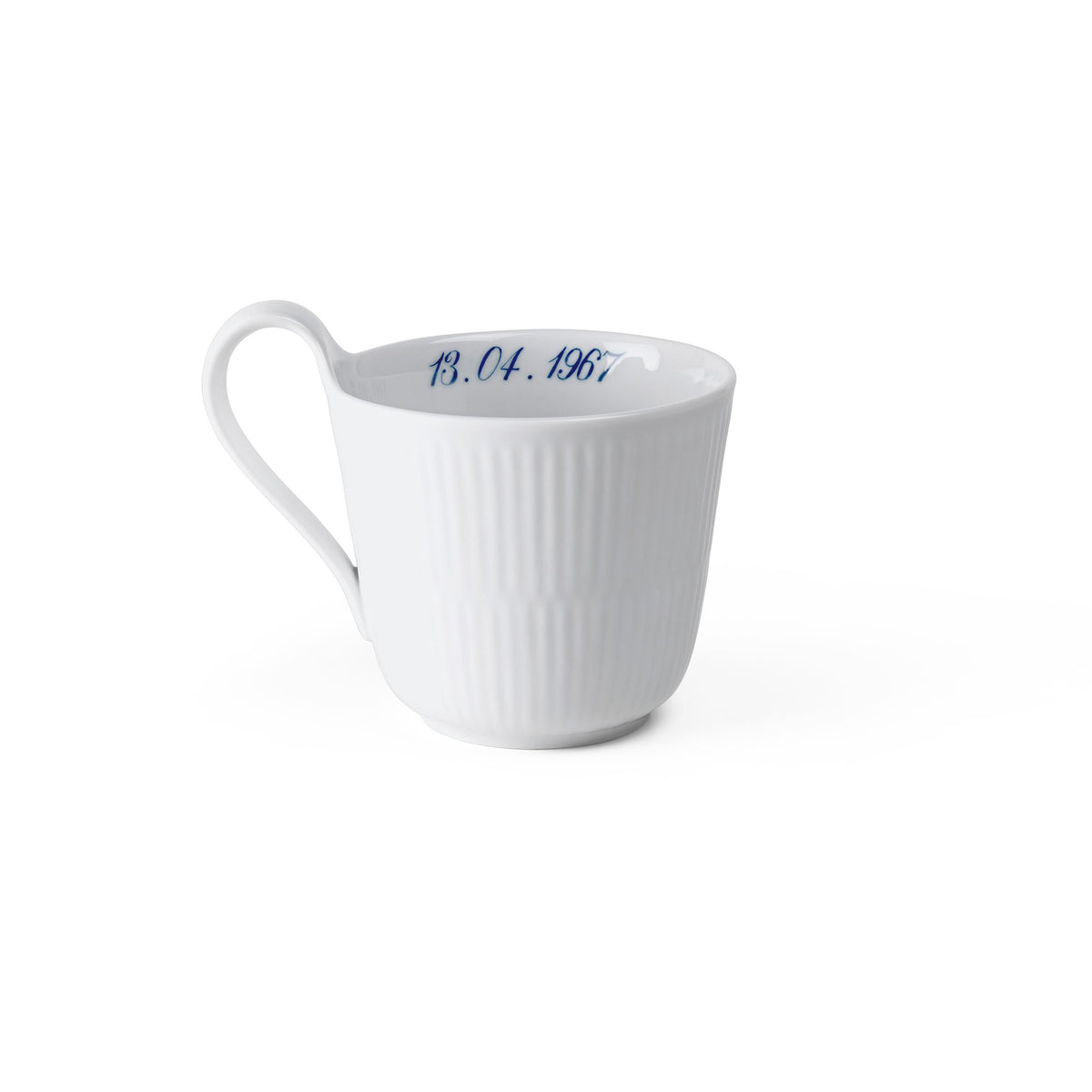 White Fluted High Handle Cup, Bespoke, 33 cl