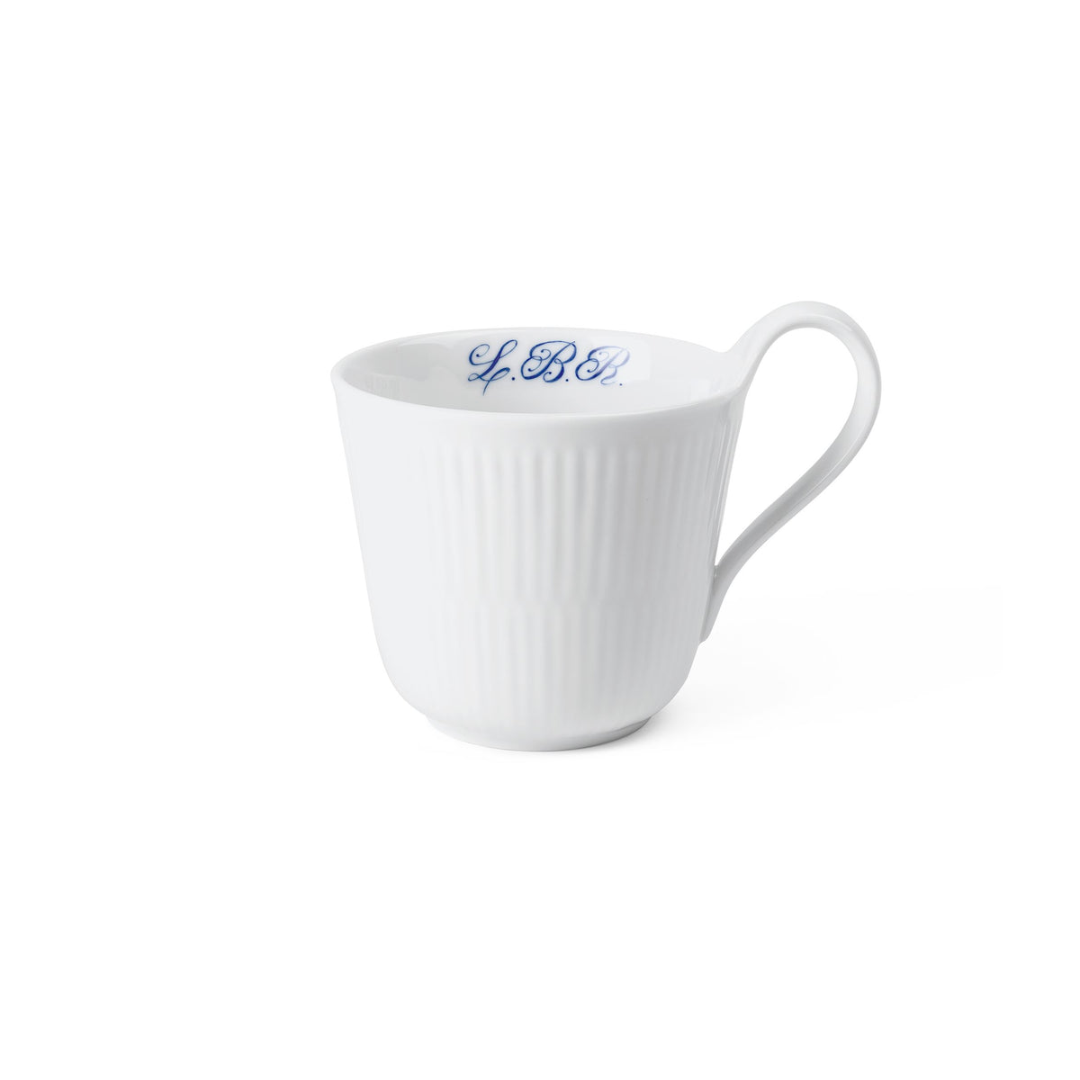White Fluted High Handle Cup, Bespoke, 33 cl