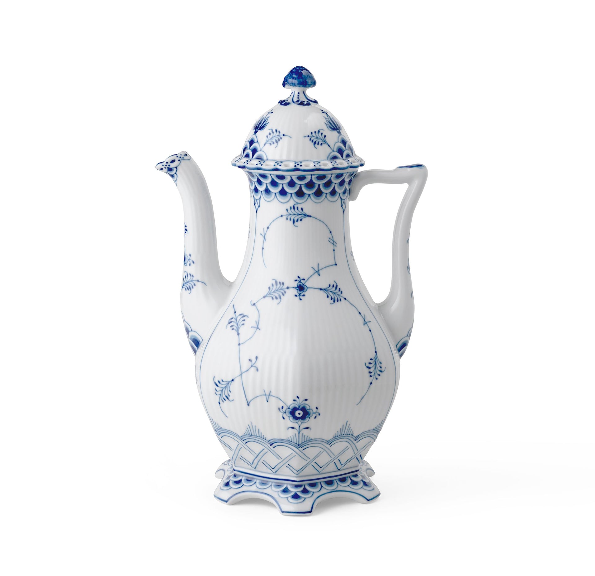 Blue Fluted Full Lace Coffee Pot, 150 cl