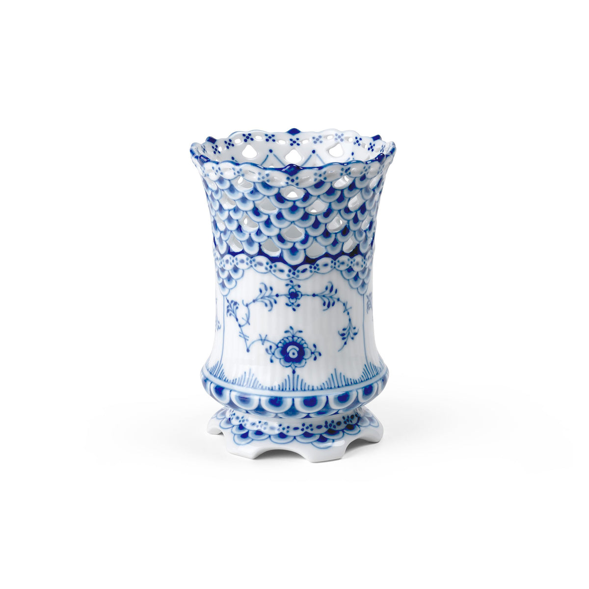 Blue Fluted Full Lace Vase, 11 cm