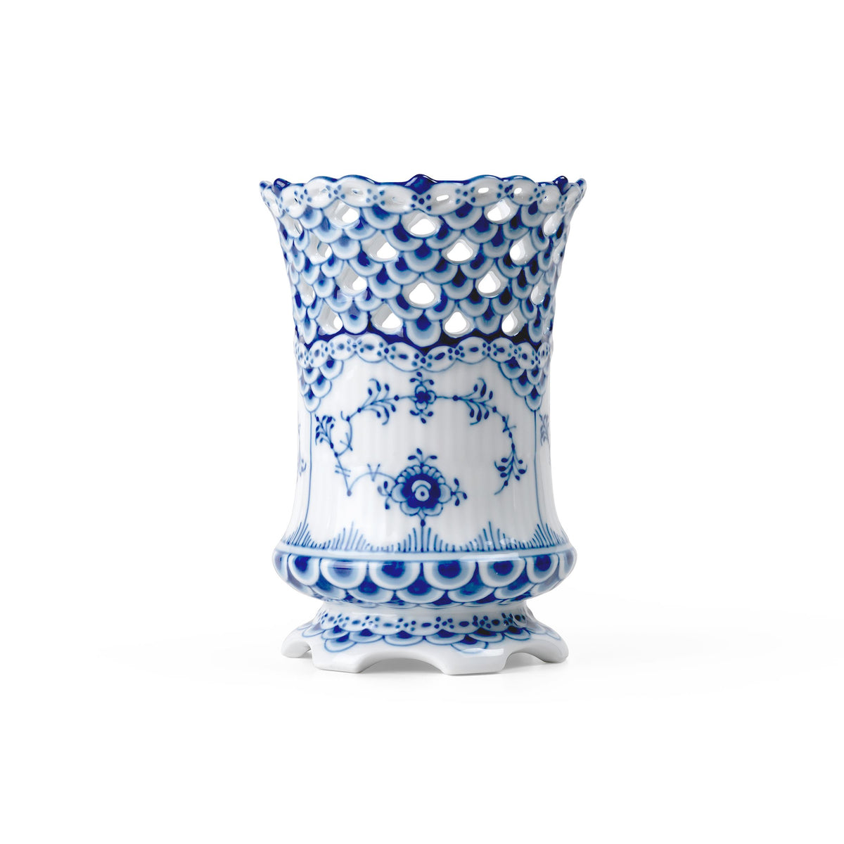 Blue Fluted Full Lace Vase, 11 cm