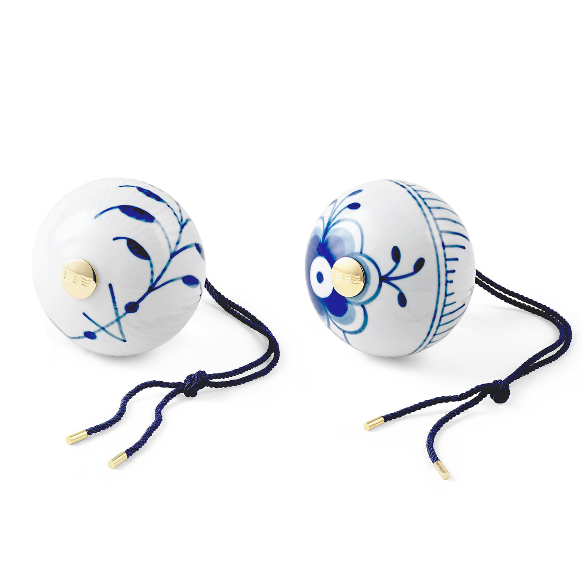 Blå Mega Riflet julekugle, 9,5 cm, 2 stk. - Blue Mega Christmas Bauble, 9.5 cm, 2 pcs