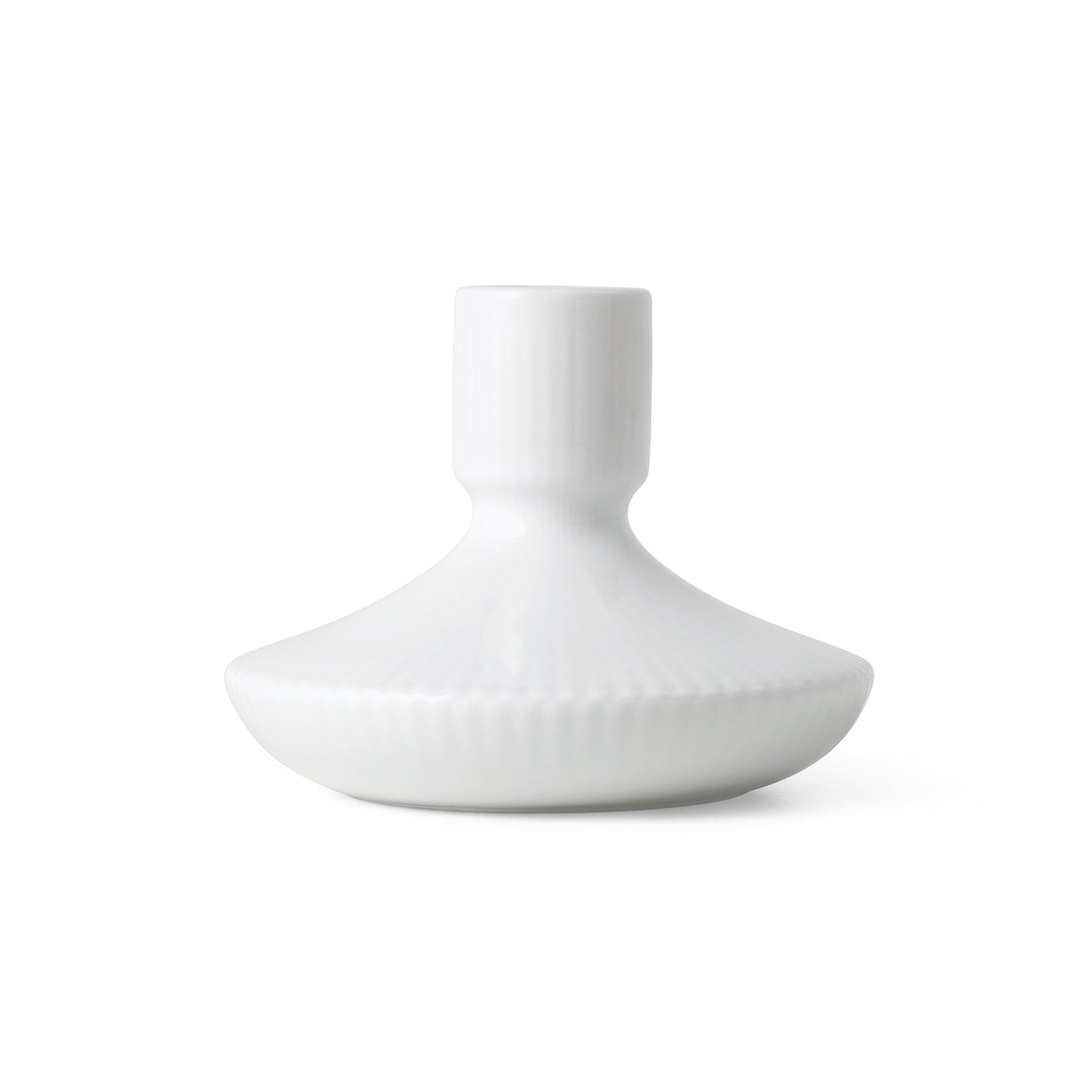 White Fluted Candleholder, 8 cm