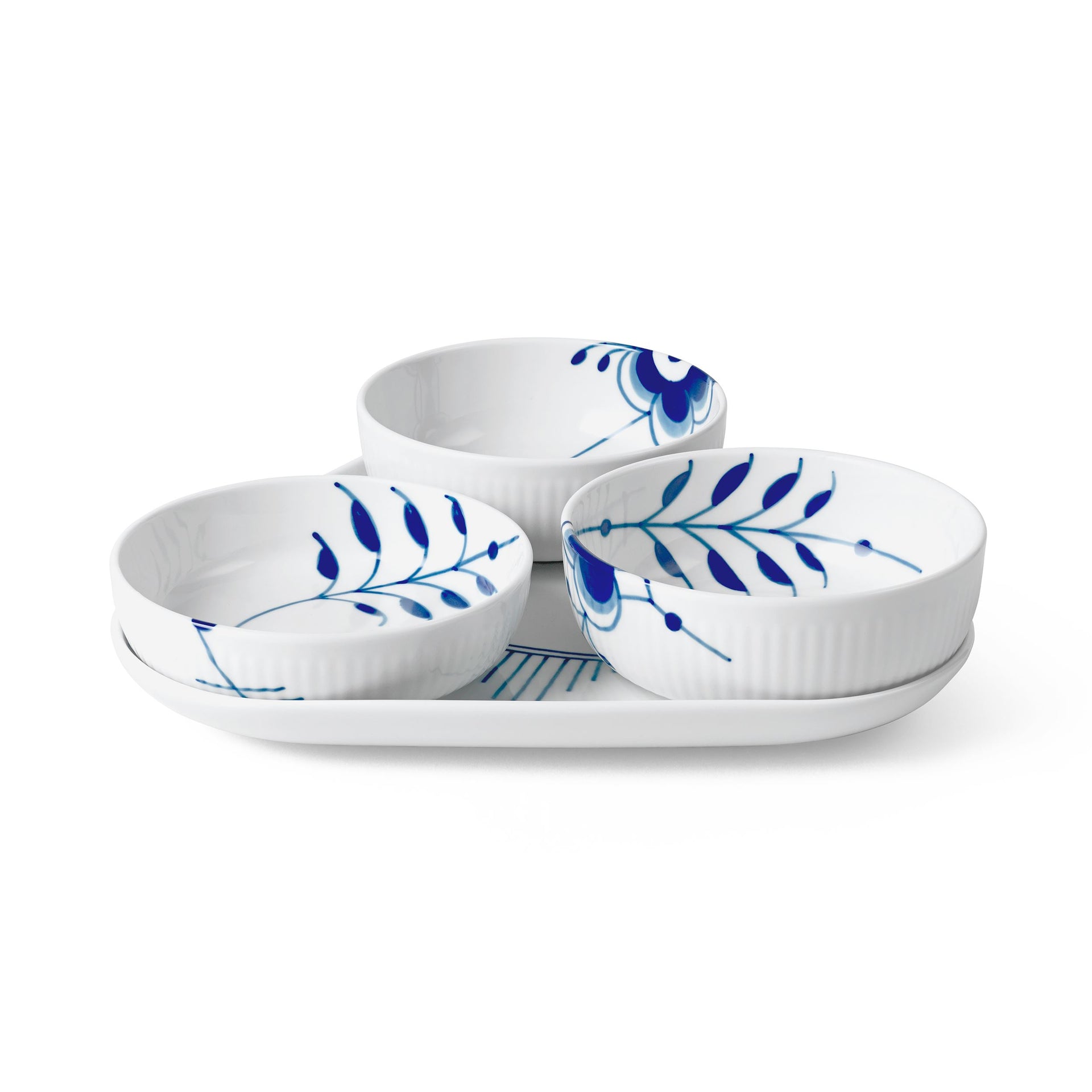 Blue Fluted Mega Serving Set, 24.5 cm, 4 pcs