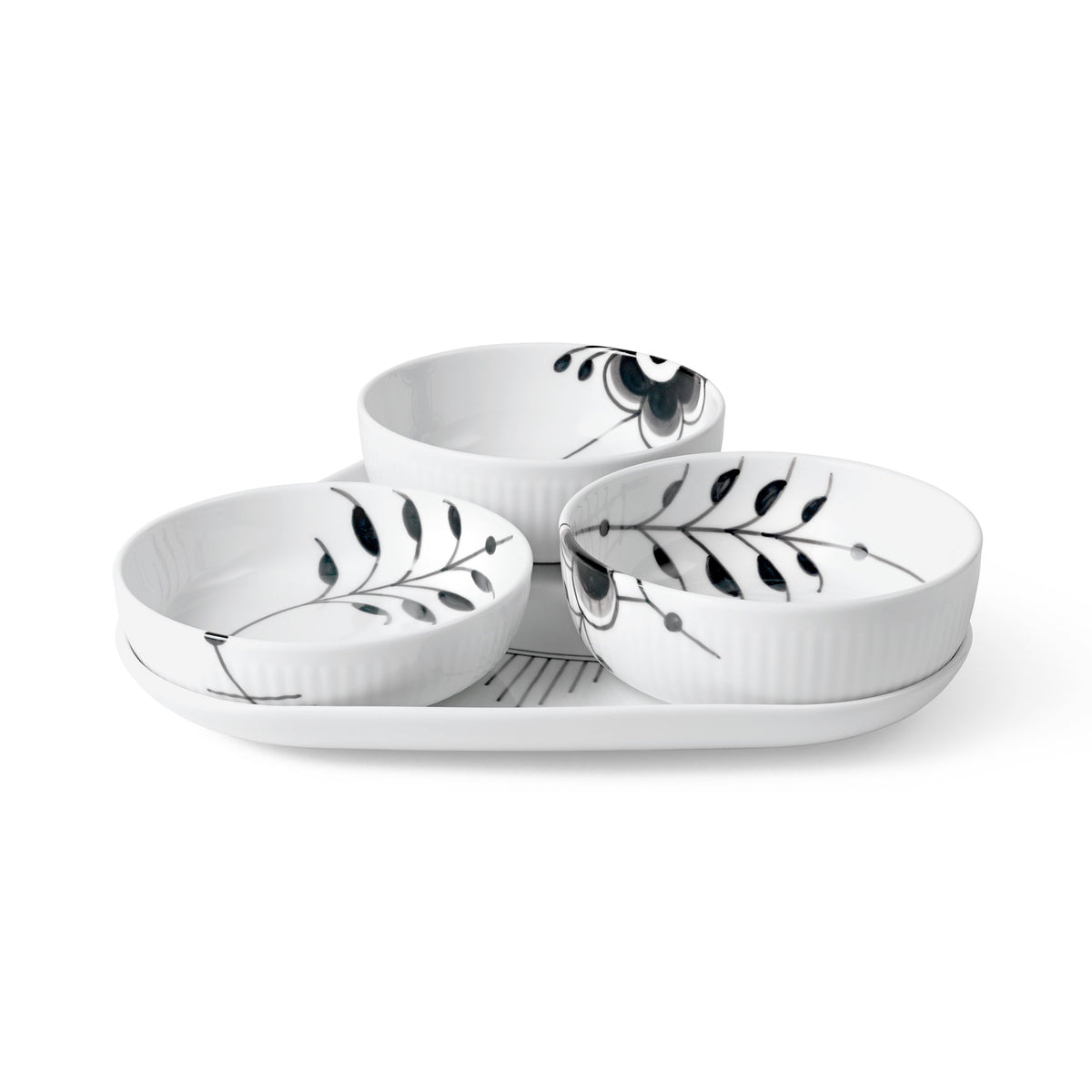 Mega Gerippt Schwarz Servierset, 24,5 cm, 4-teilig