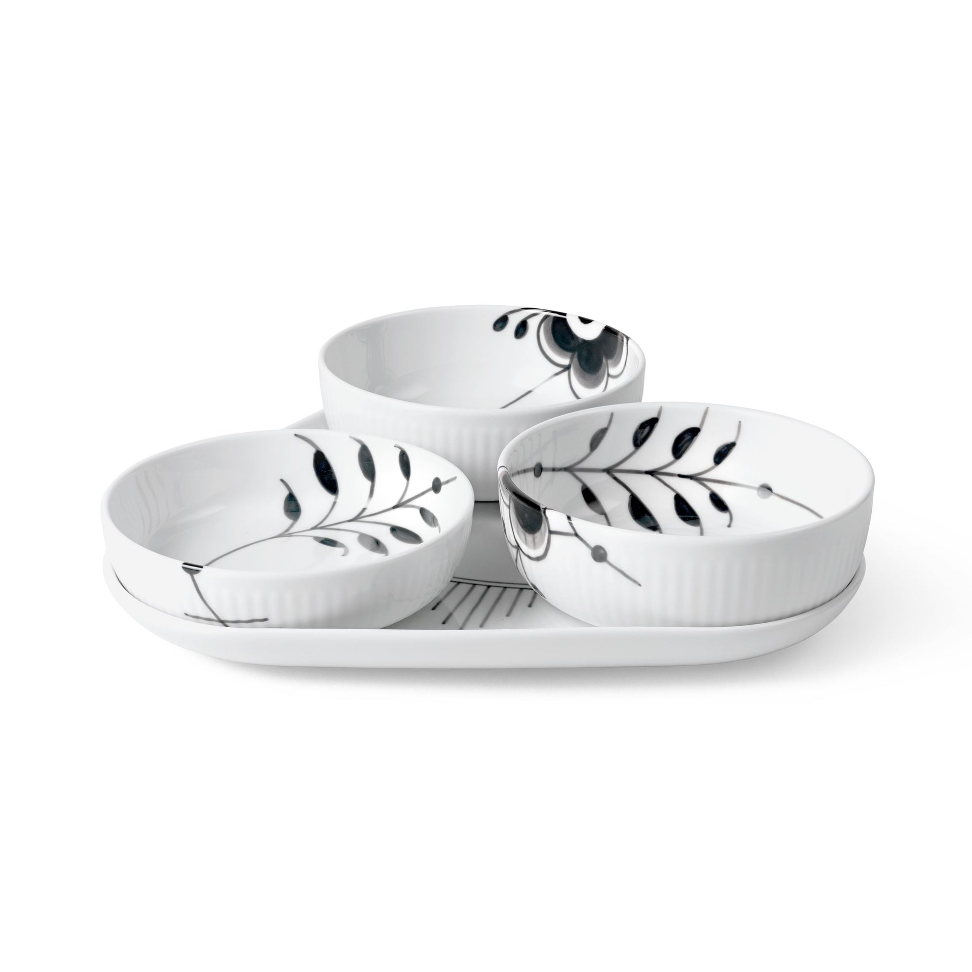 Black Fluted Mega Serving Set, 24.5 cm, 4 pcs
