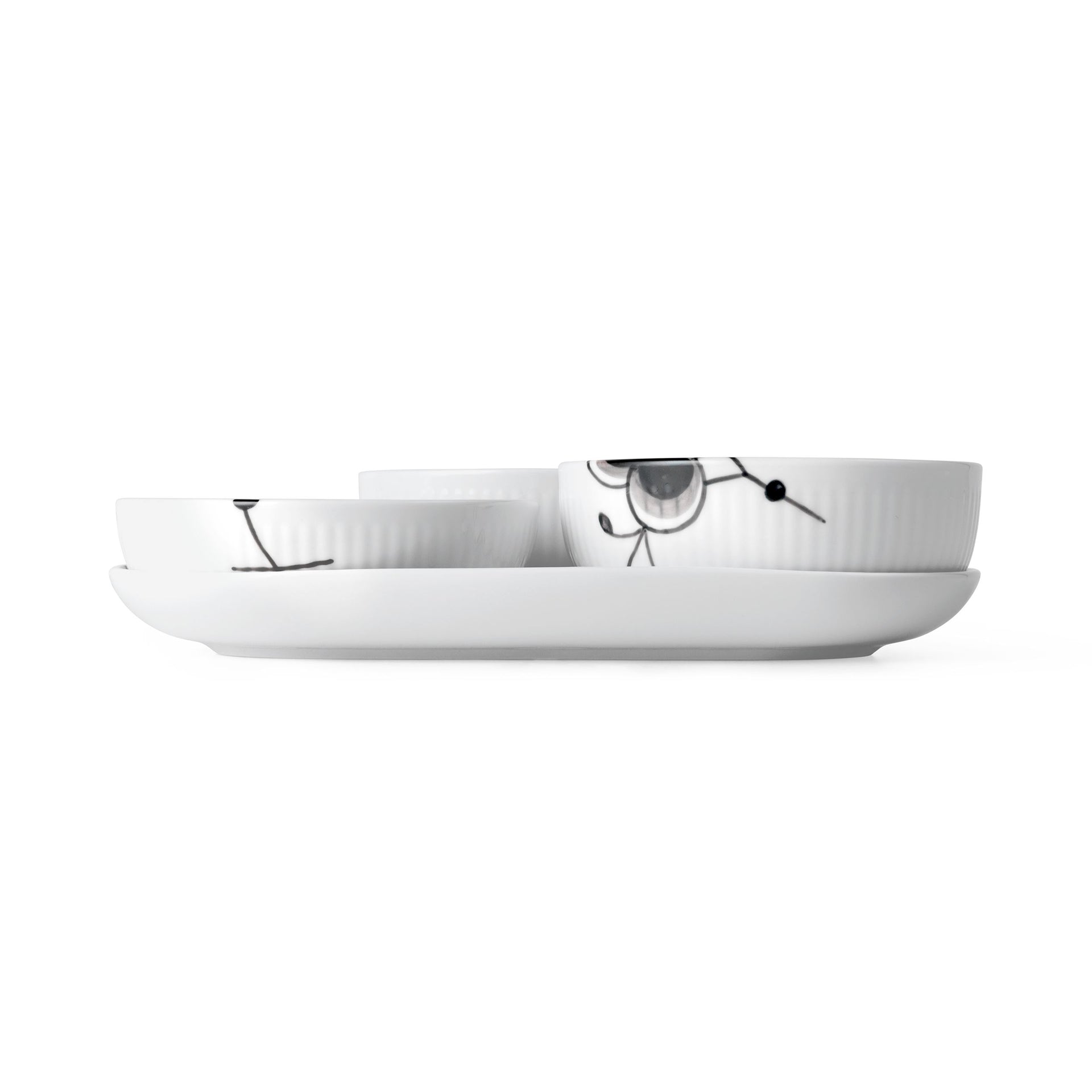 Black Fluted Mega Serving Set, 24.5 cm, 4 pcs