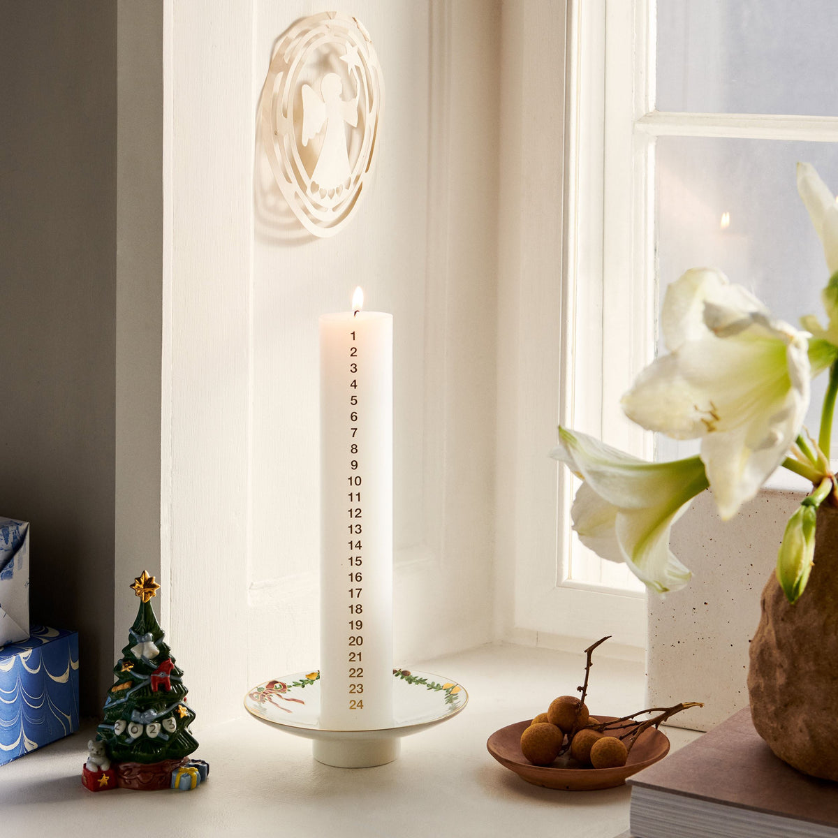 Star Fluted Christmas Candleholder, 15.5 cm