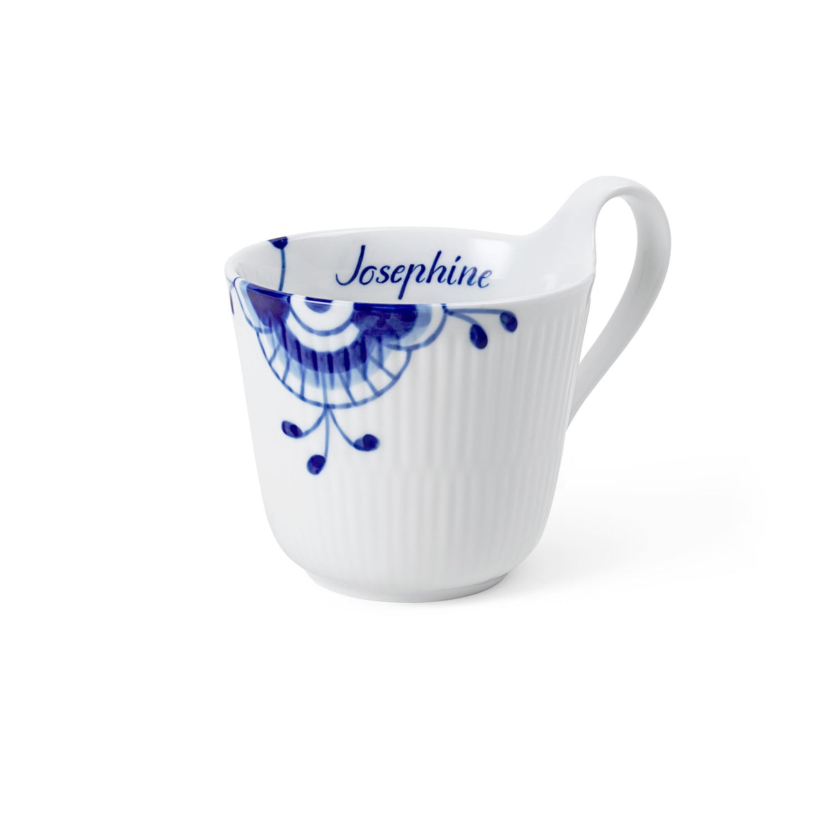 Blå Mega Riflet højhankskop, Bespoke, 33 cl - Blue Fluted Mega High Handle Cup, Bespoke, 33 cl
