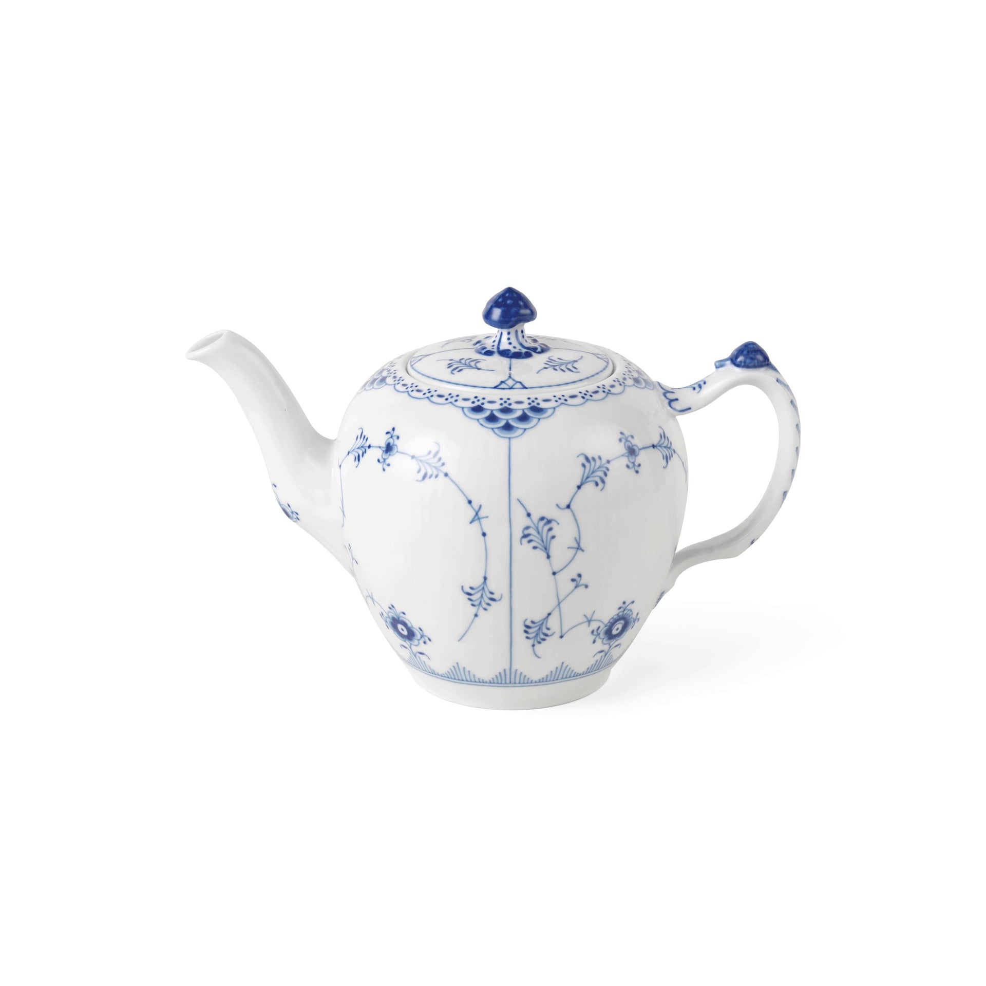 Blue Fluted Half Lace Teapot, 70 cl