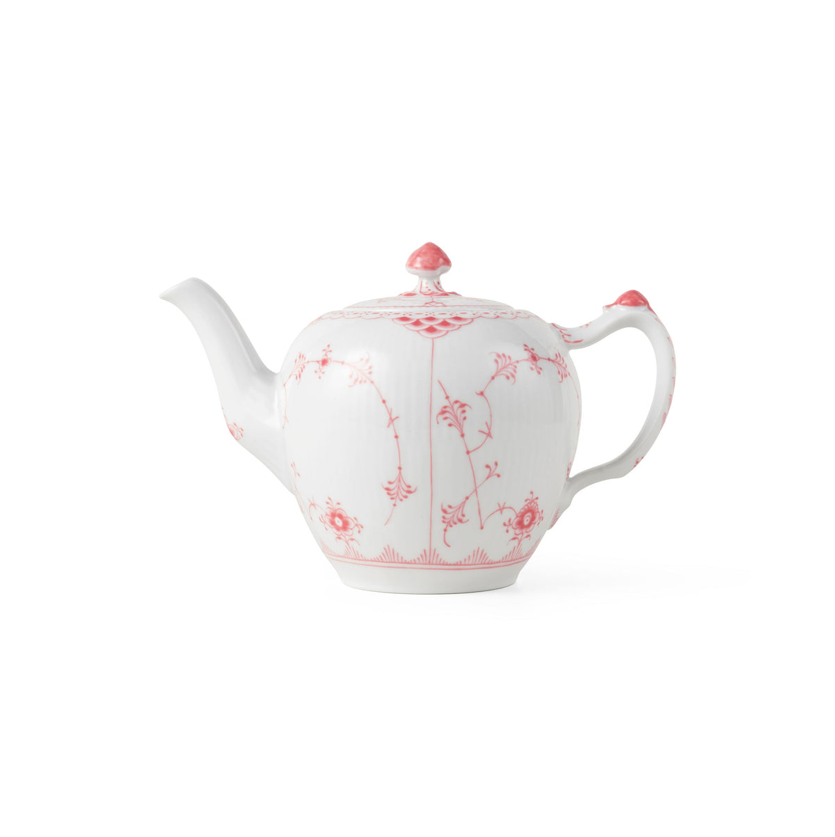 Musselmalet Halbspitze Coral Teekanne, 70 cl - Coral Fluted Half Lace teapot, 70 cl